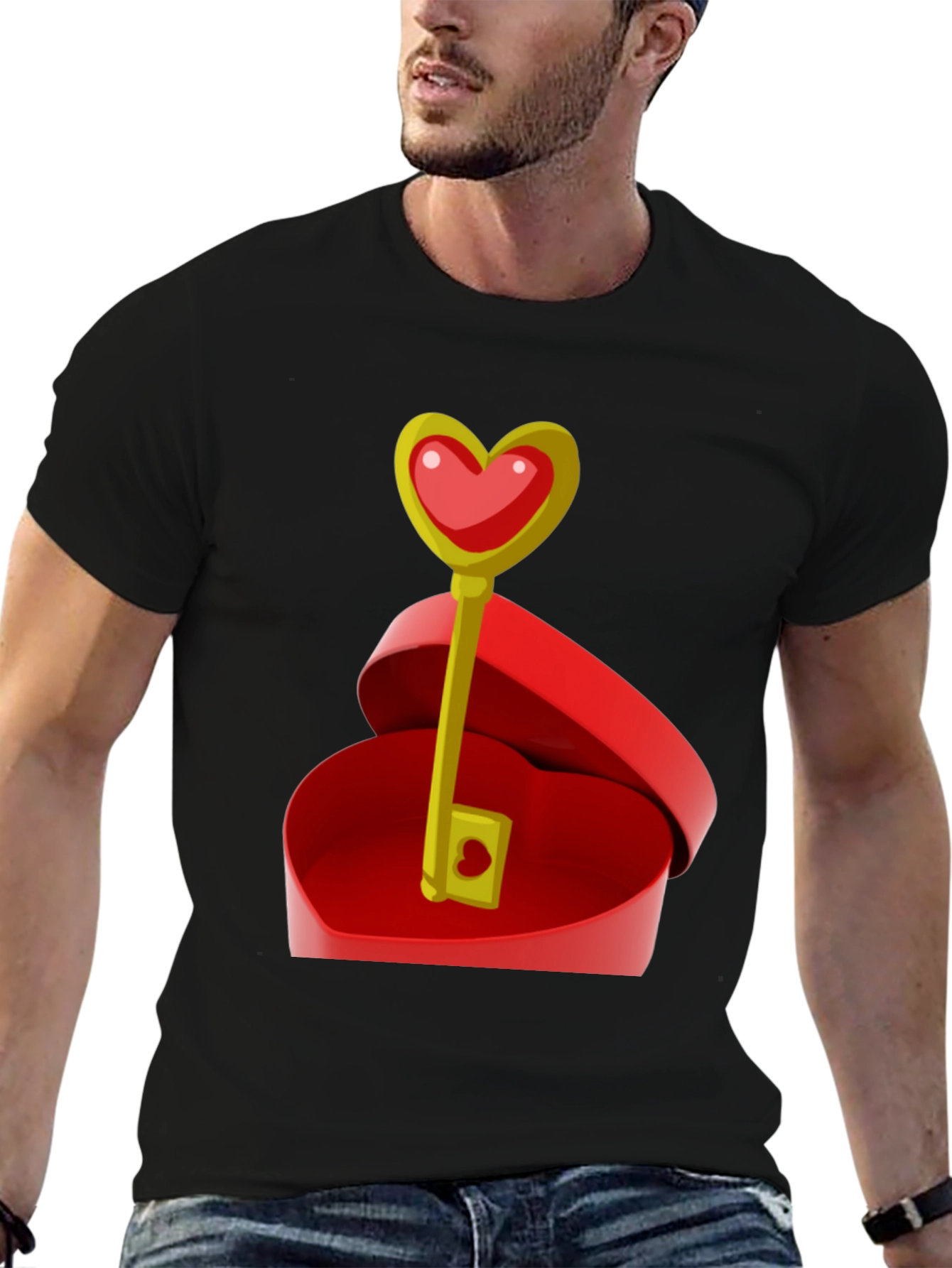 Black Heart Key Graphic Tee - Unlock Your Love! view 6