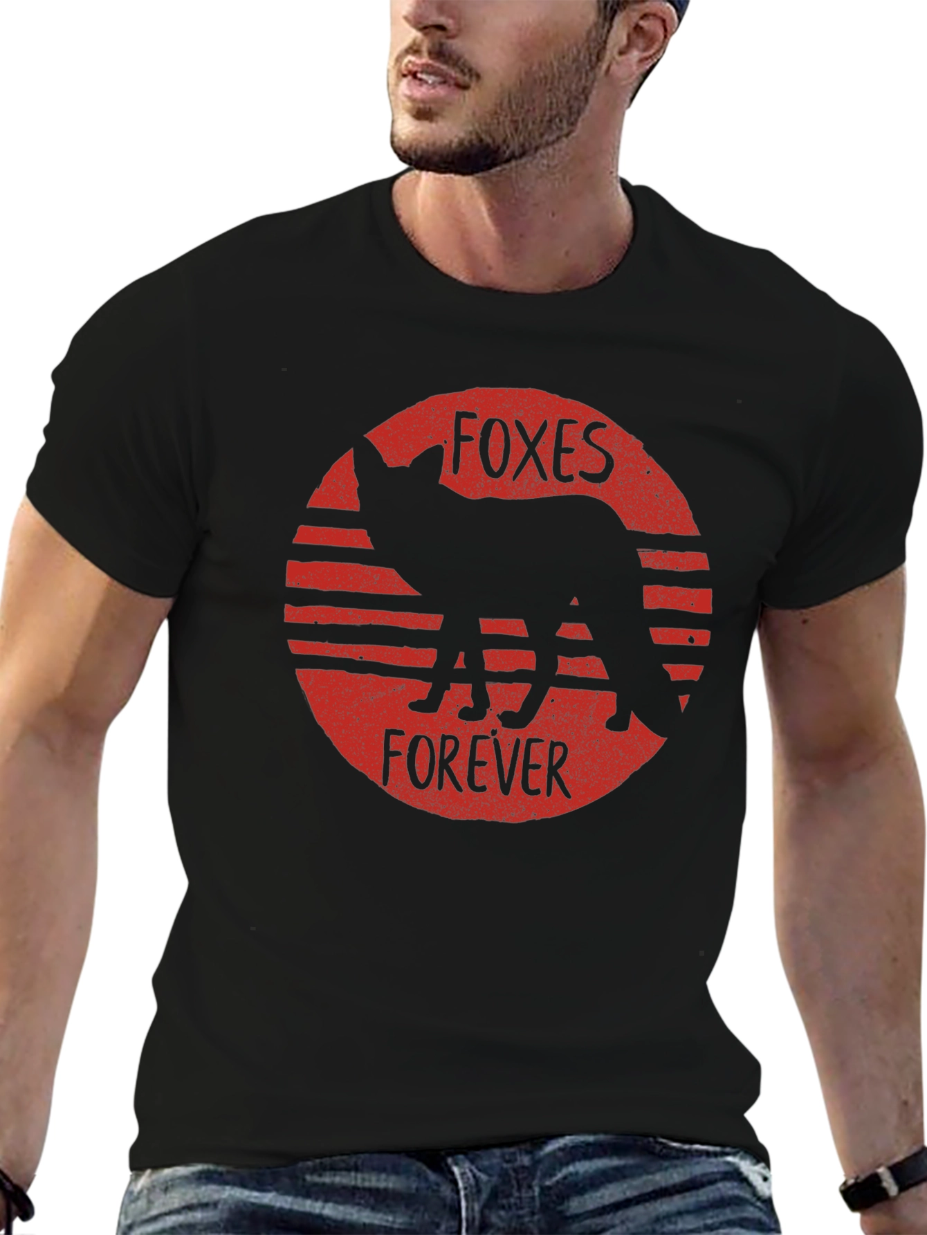 Black Foxes Forever Black Graphic T-Shirt view 6