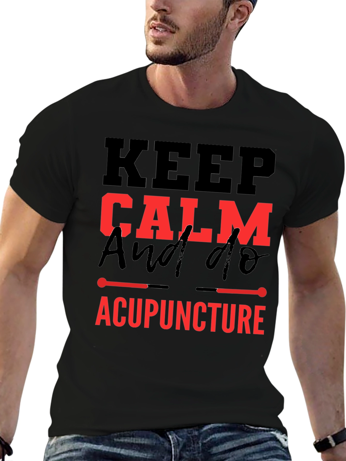 Black Keep Calm & Do Acupuncture T-Shirt view 6