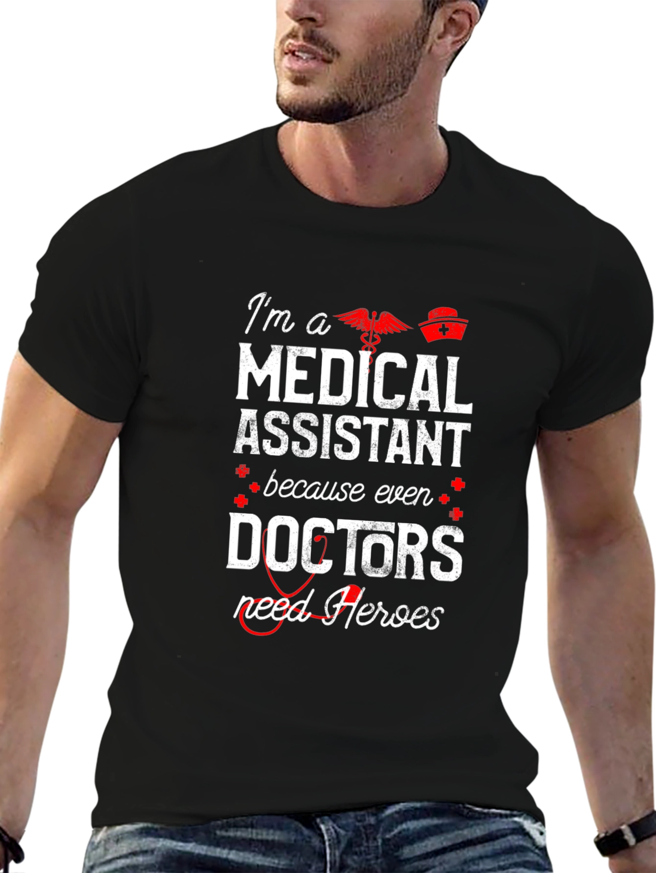 Black Medical Assistant Hero T-Shirt view 6