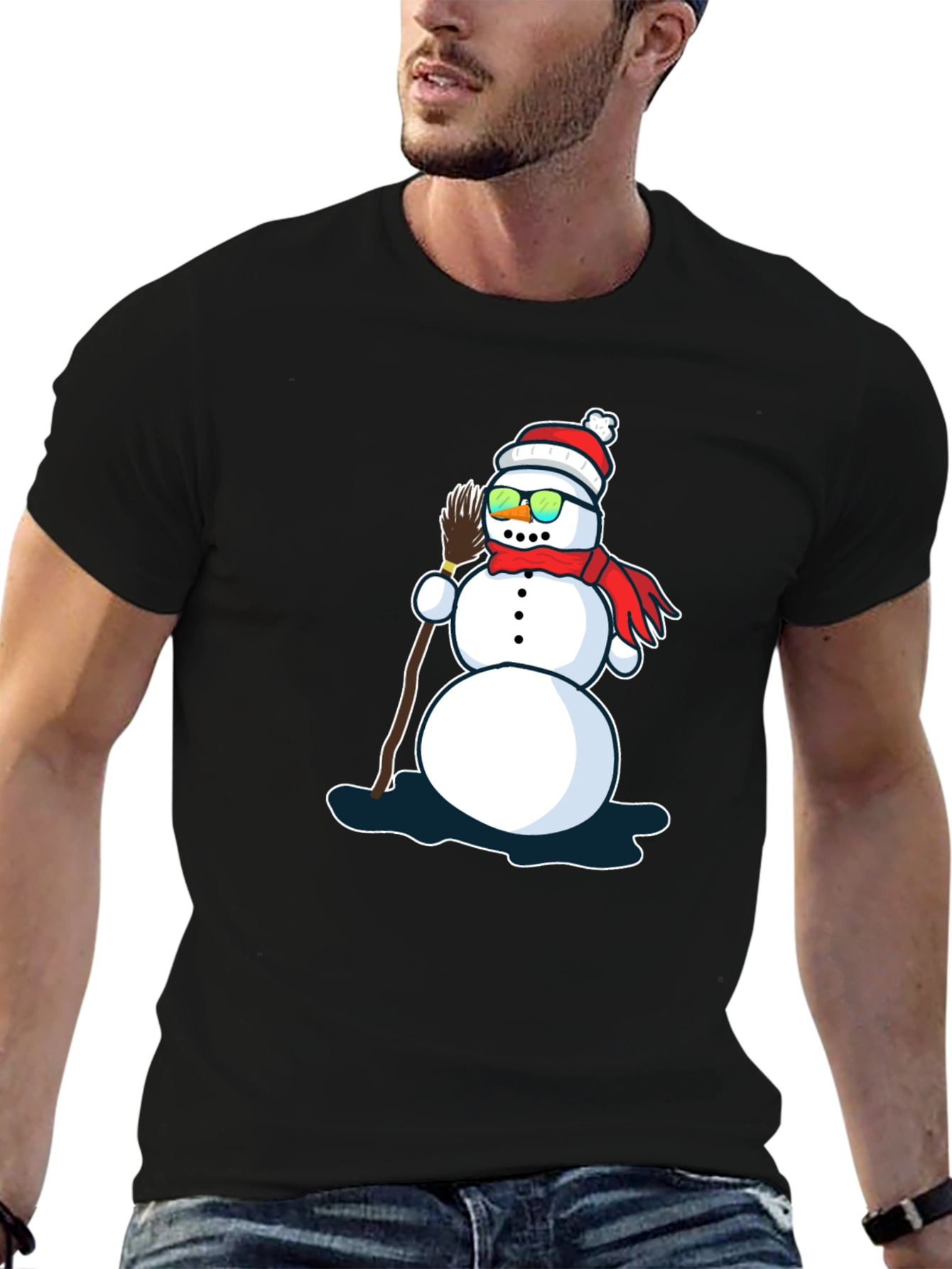 Black Cool Snowman T-Shirt view 6