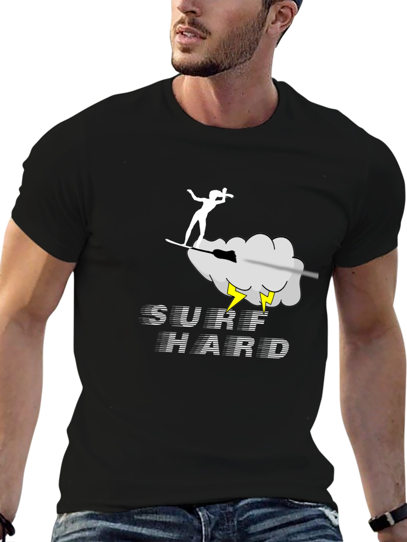 Black Surf Hard Graphic Tee - Black view 6