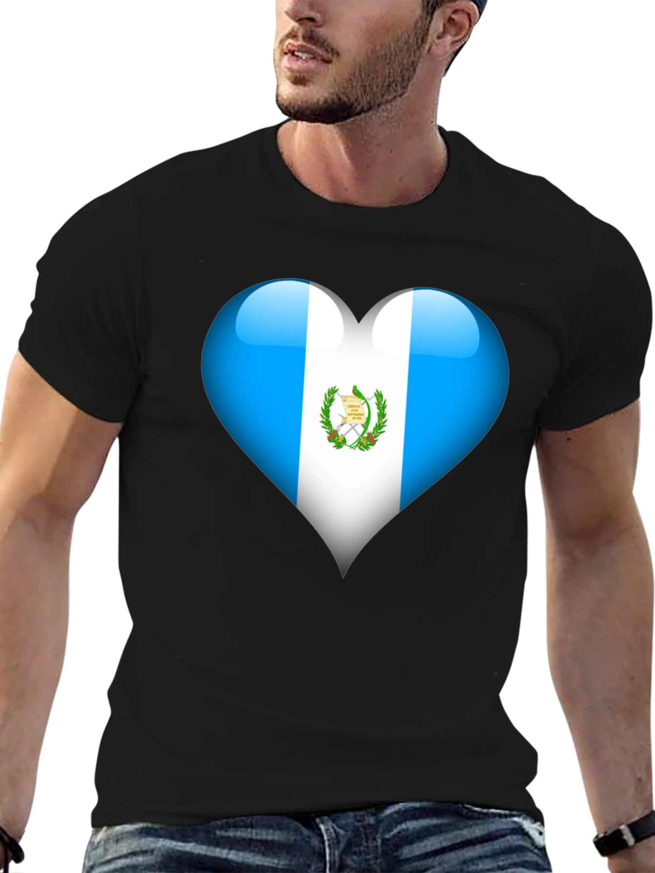 Guatemala Flag Heart T-Shirt - Black - 6