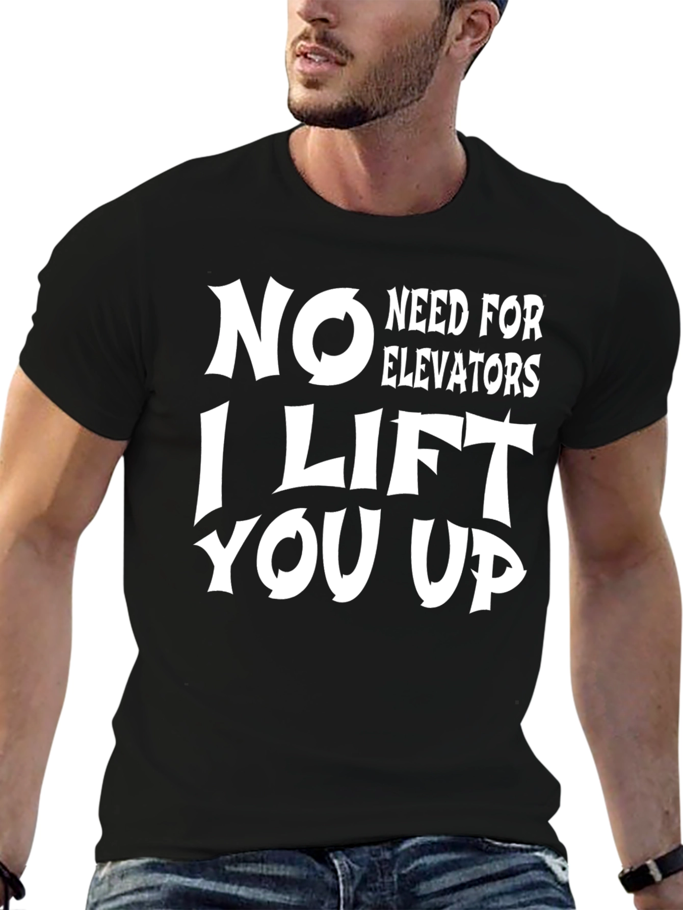 Black Funny "I Lift You Up" Graphic Tee view 6