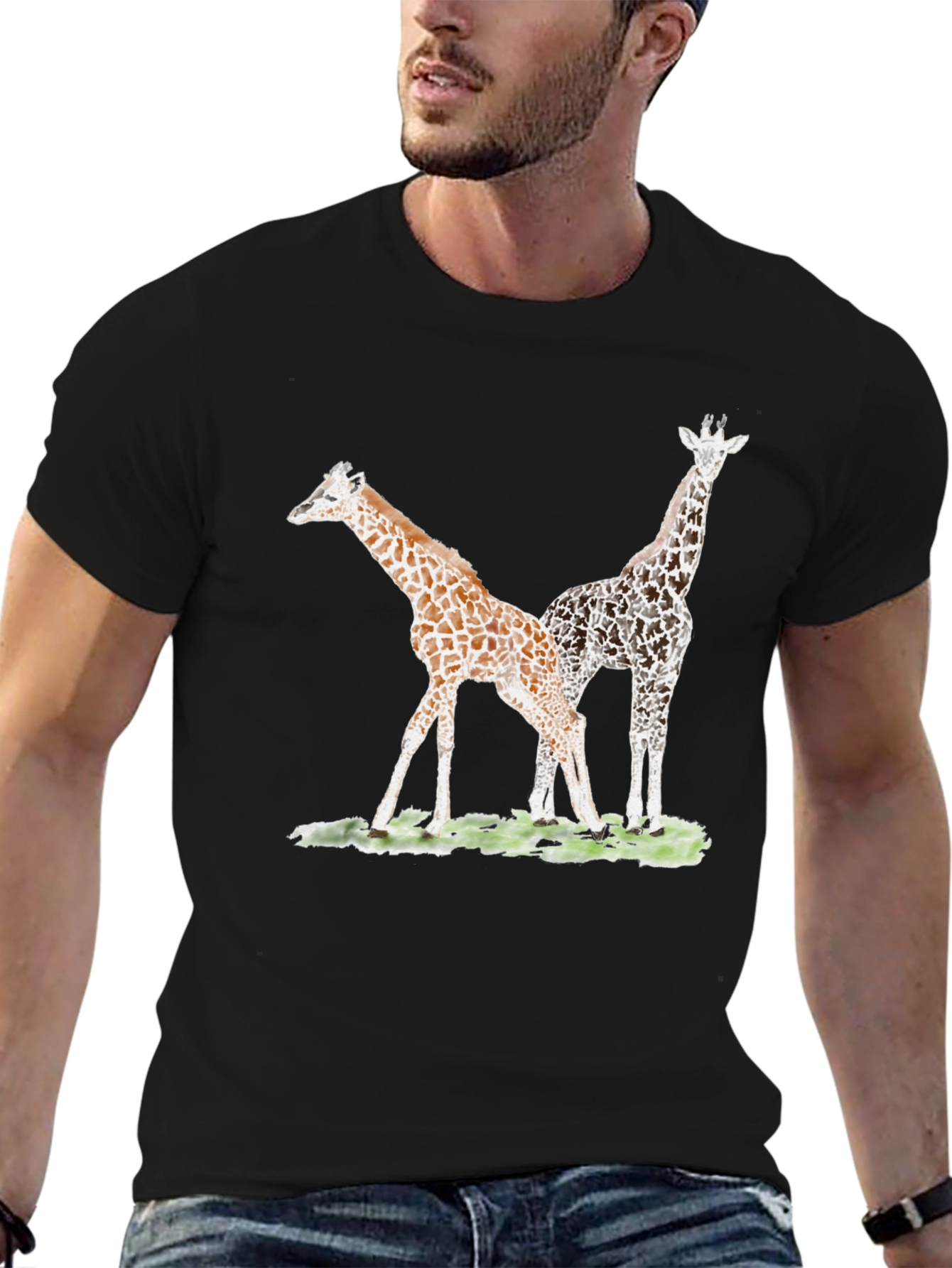 Black Giraffe Graphic Tee - Unique Animal Print T-Shirt view 6