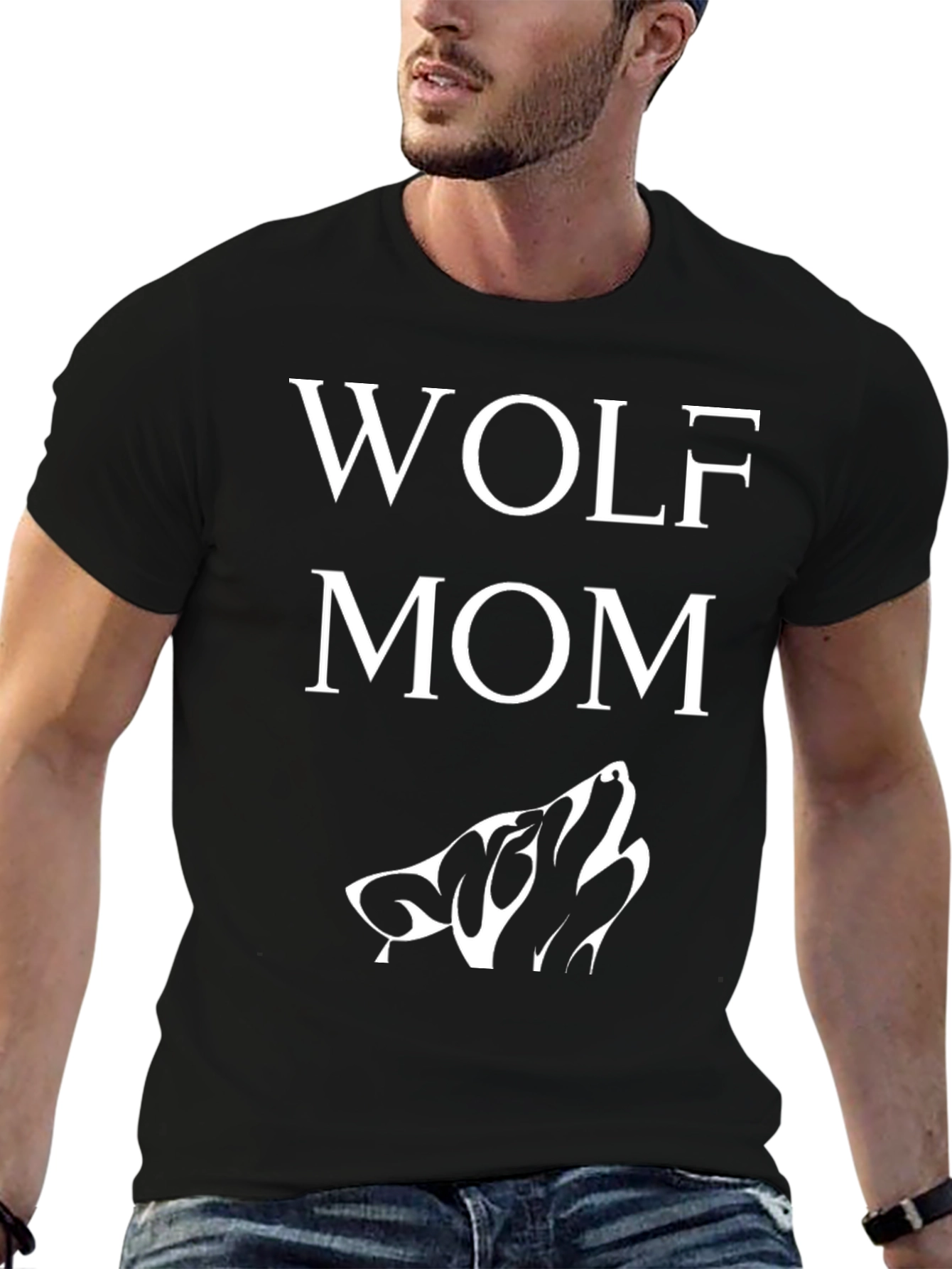 Black Wolf Mom Graphic T-Shirt view 6