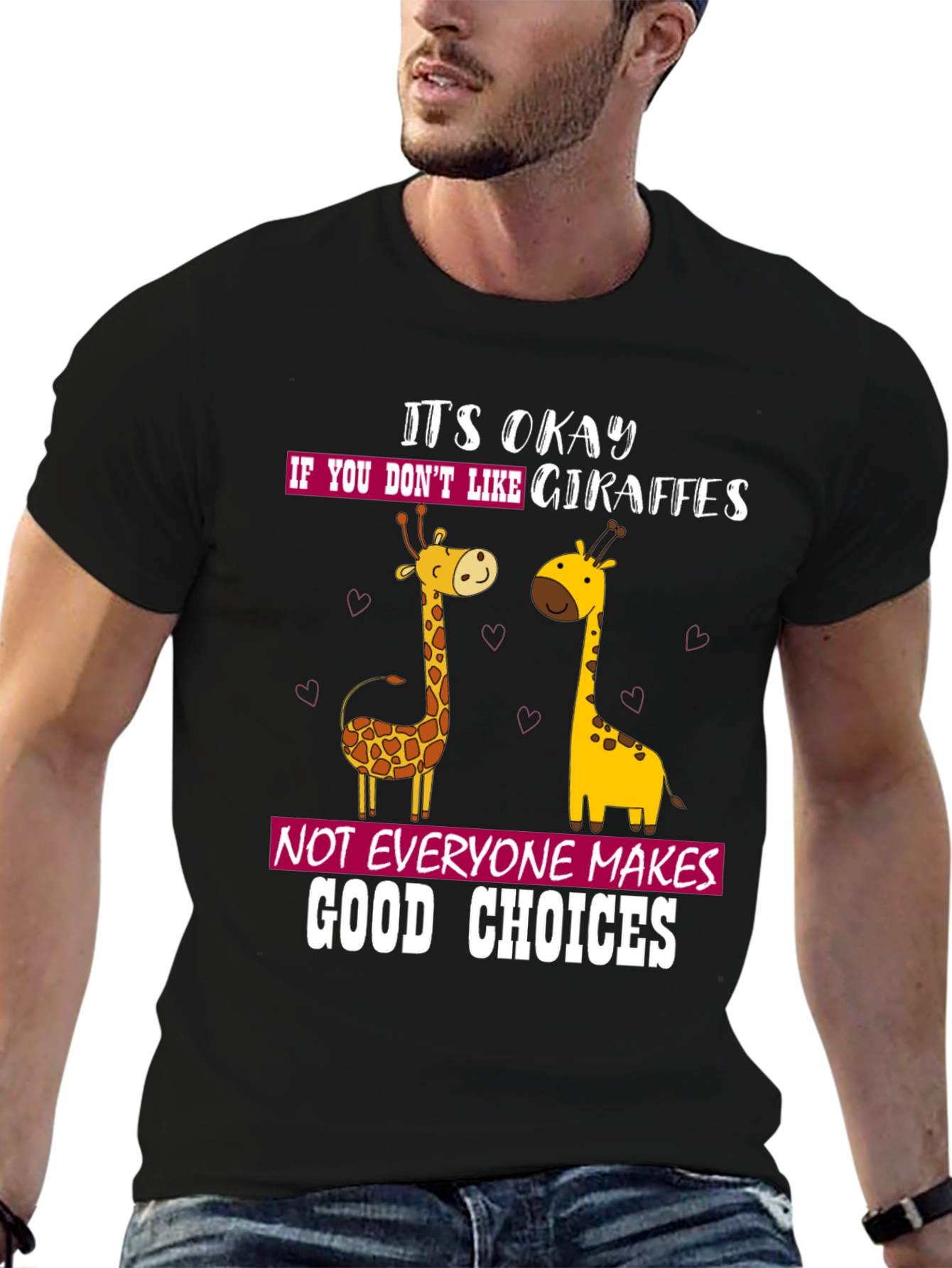 Black Giraffe Lover Humor Tee - Funny Animal T-Shirt view 6