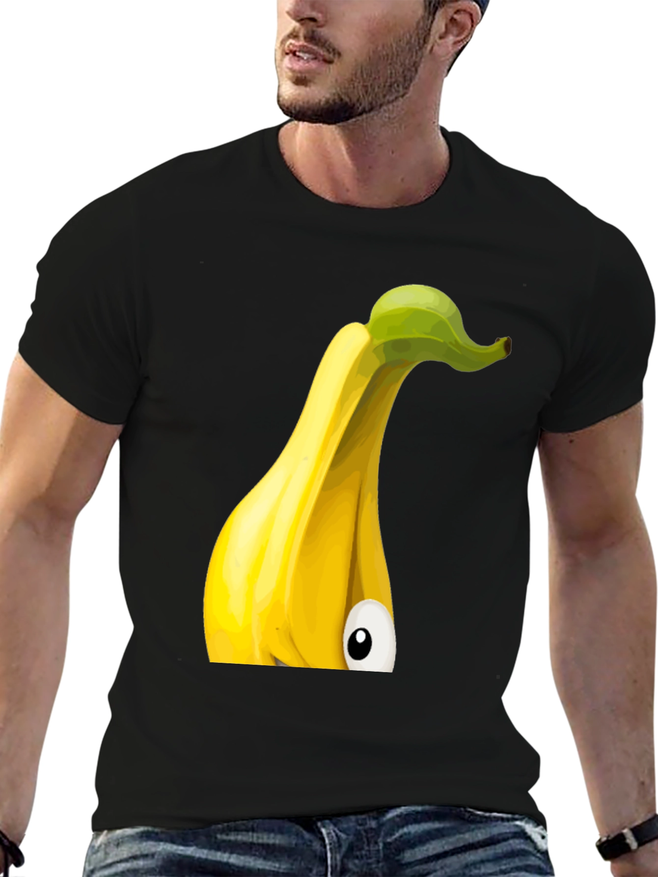 Black Funny Banana Cartoon Graphic T-Shirt view 6