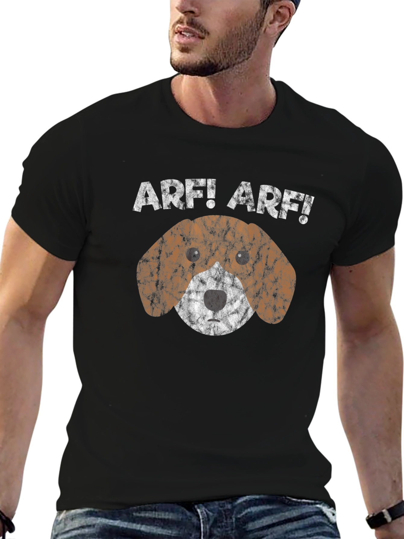 Black Arf! Arf! Dog Graphic Black T-Shirt view 6