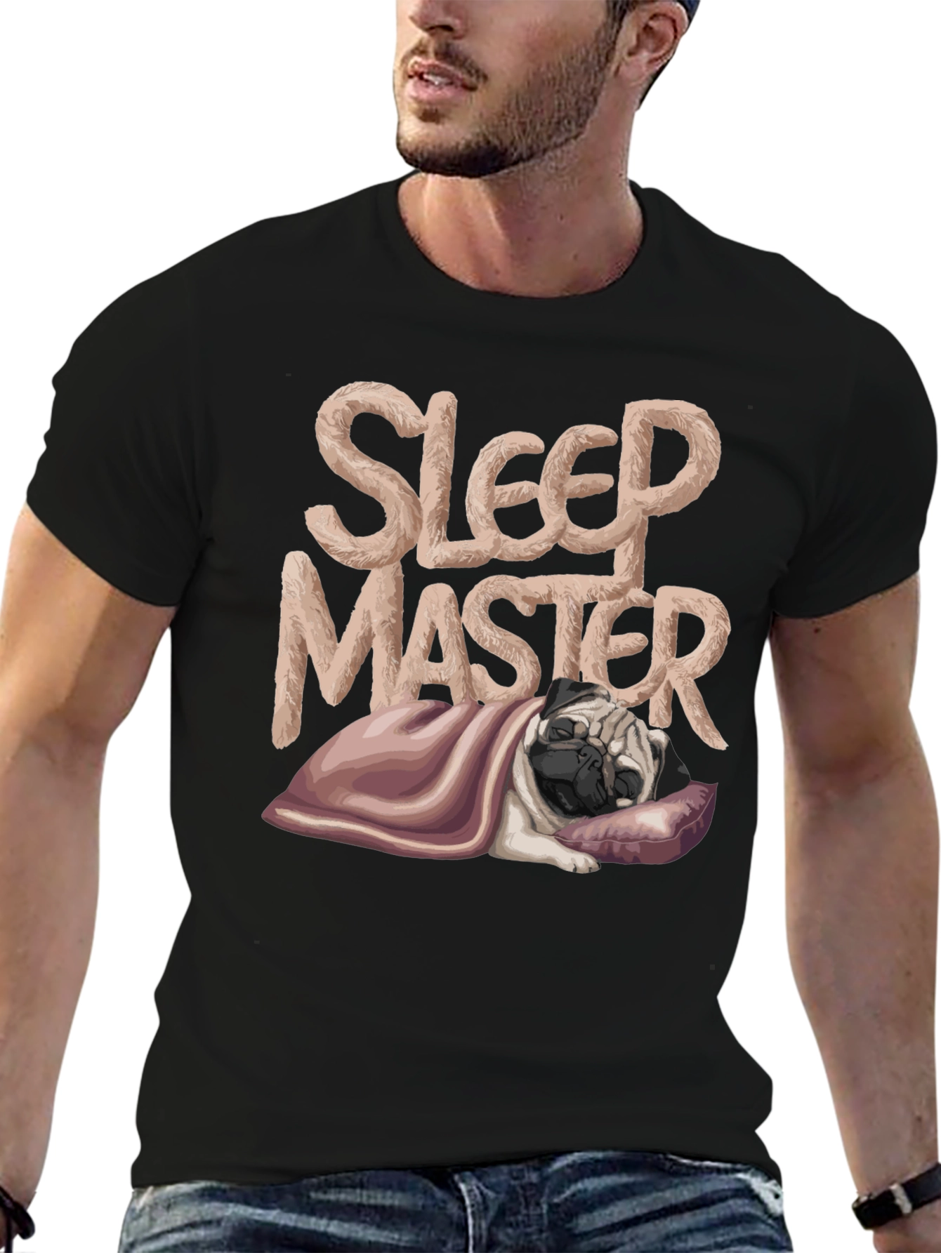 Black Sleep Master Pug T-Shirt - Comfy and Stylish view 6