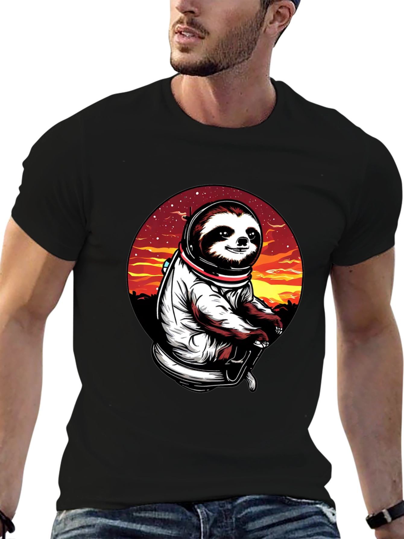 Black Sloth Astronaut T-Shirt - Space Explorer Tee view 6