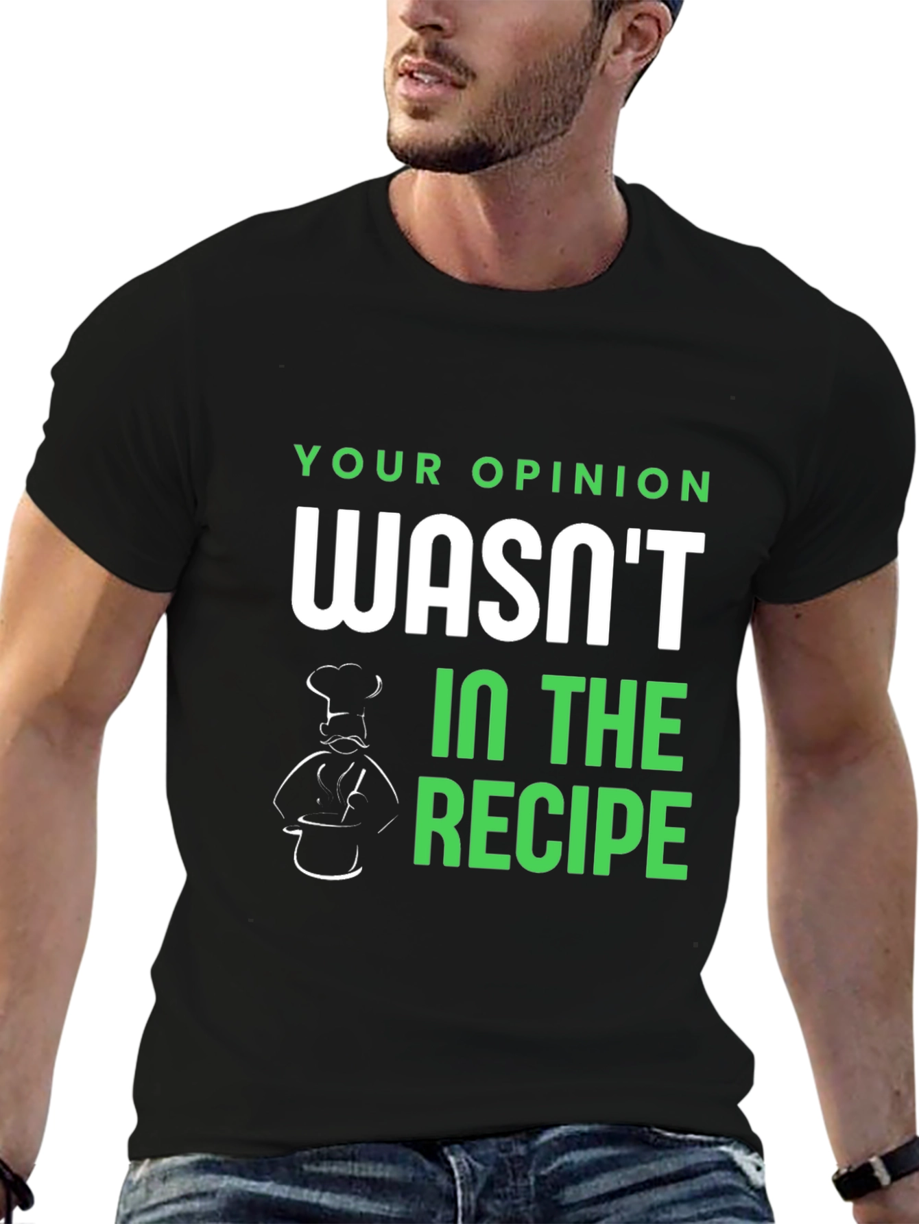 Black Opinion Recipe T-Shirt - Funny Chef Tee view 6