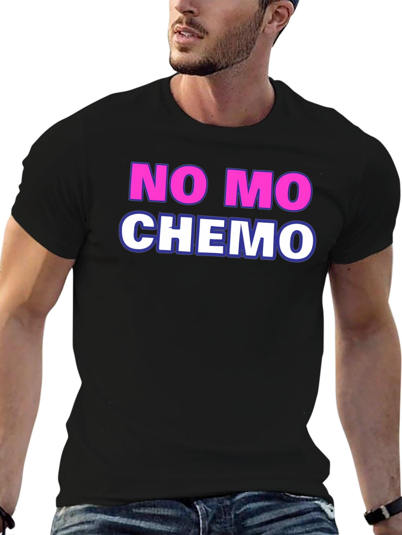 Black No Mo Chemo T-Shirt - Cancer Survivor Tee view 6