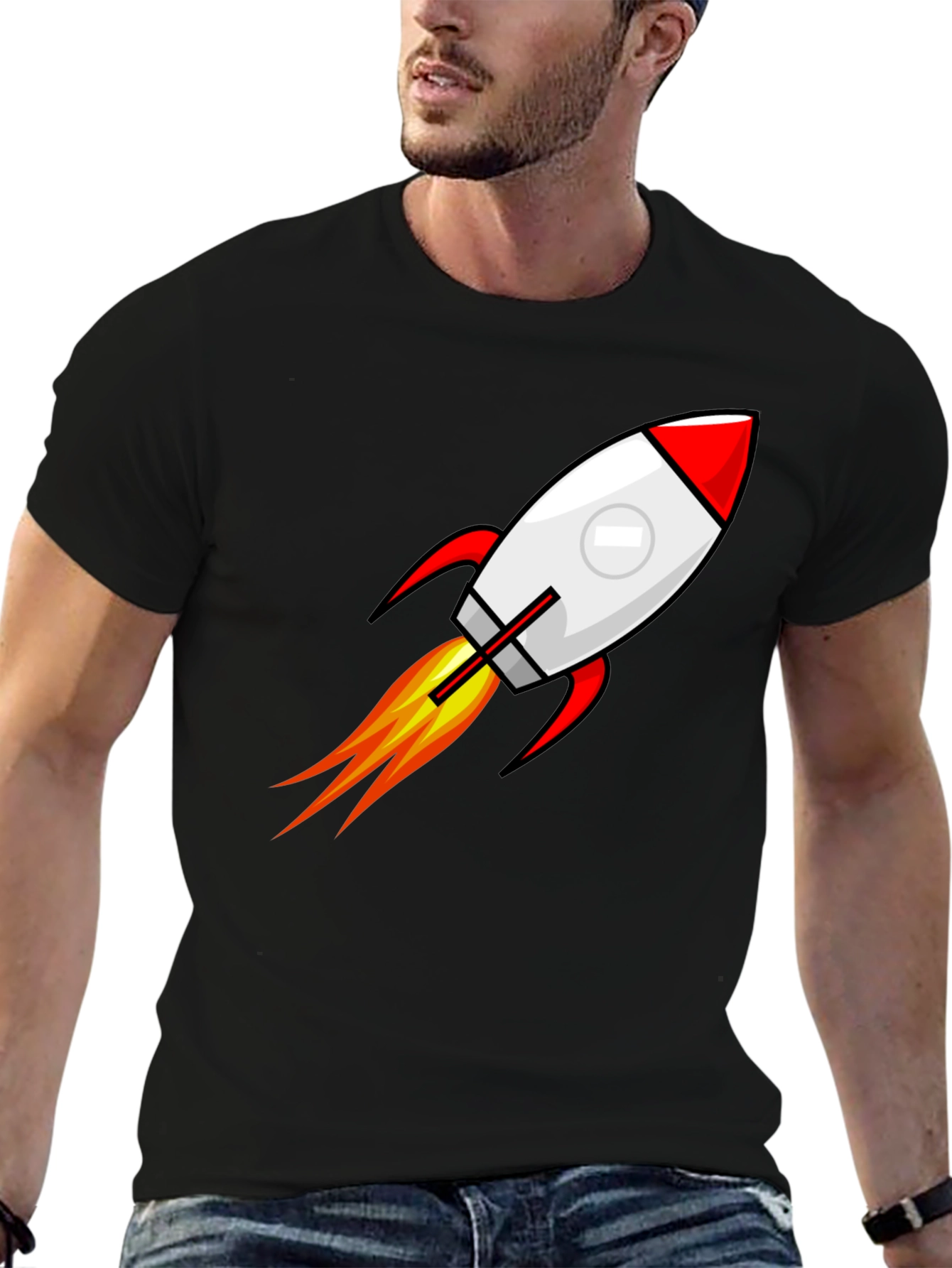 Black Rocket Launch T-Shirt - Blast Off in Style! view 6
