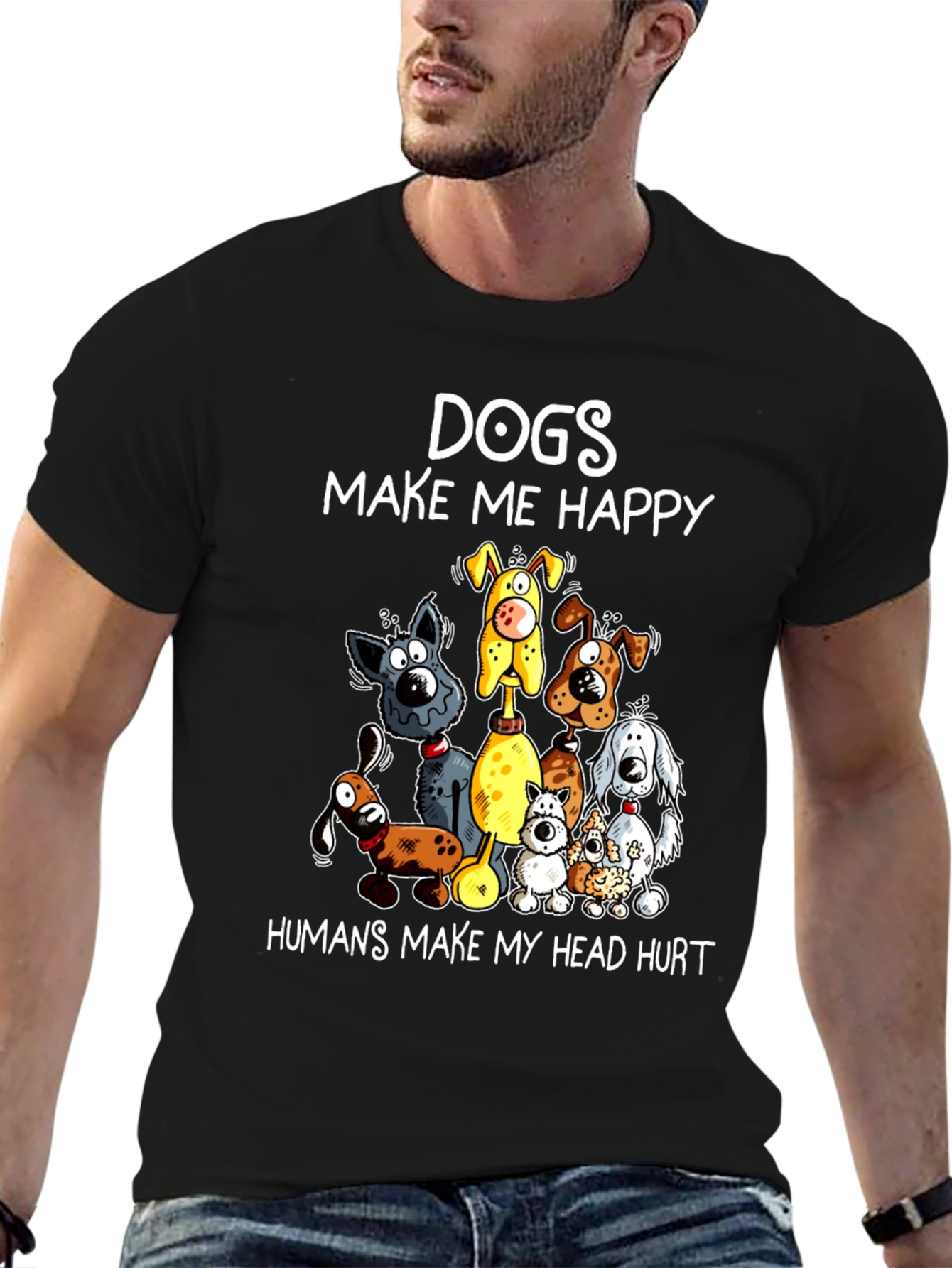 Black Dogs Make Me Happy Graphic T-Shirt view 6