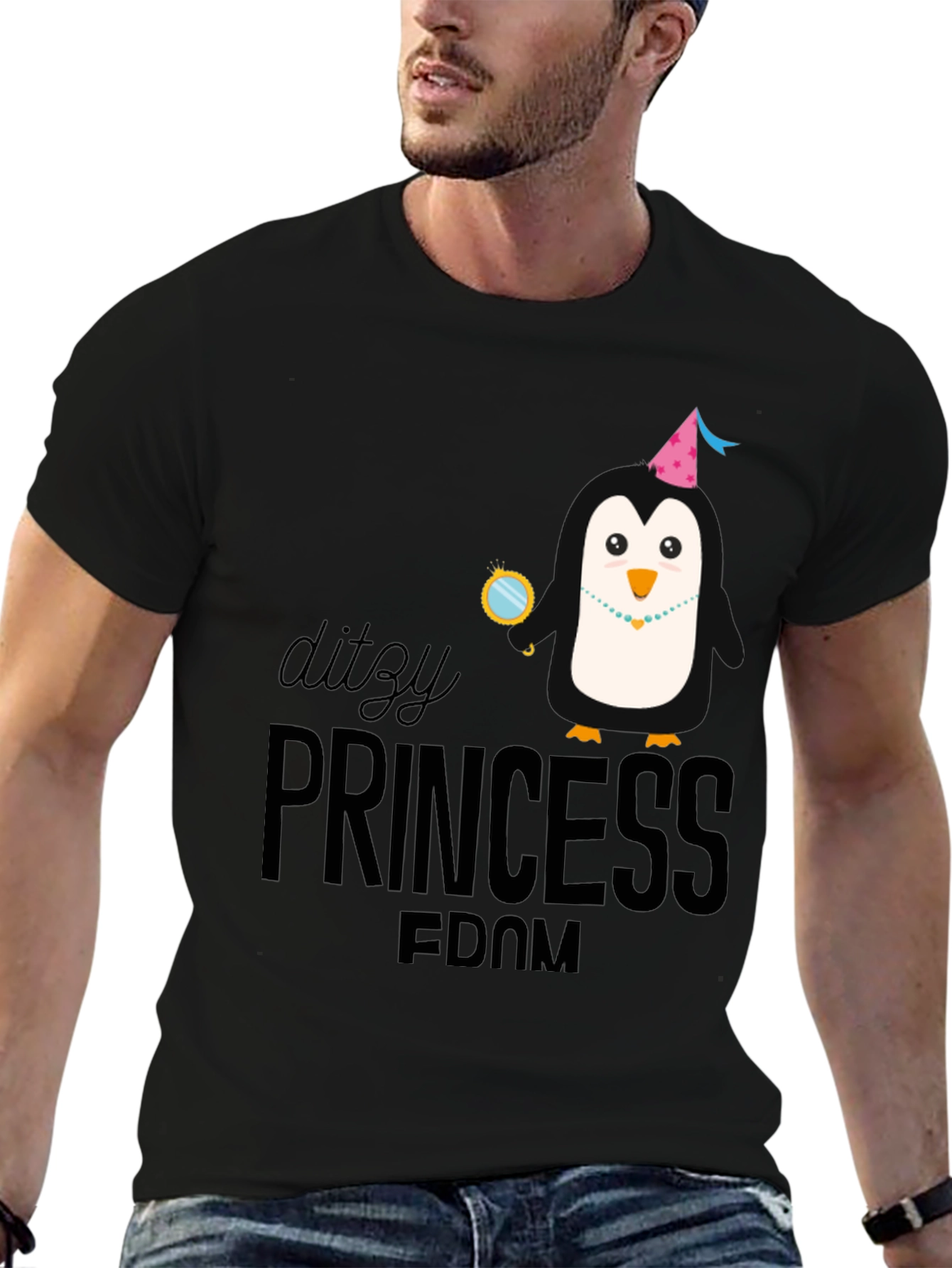 Black Penguin Princess T-Shirt - Whimsical & Fun! view 6