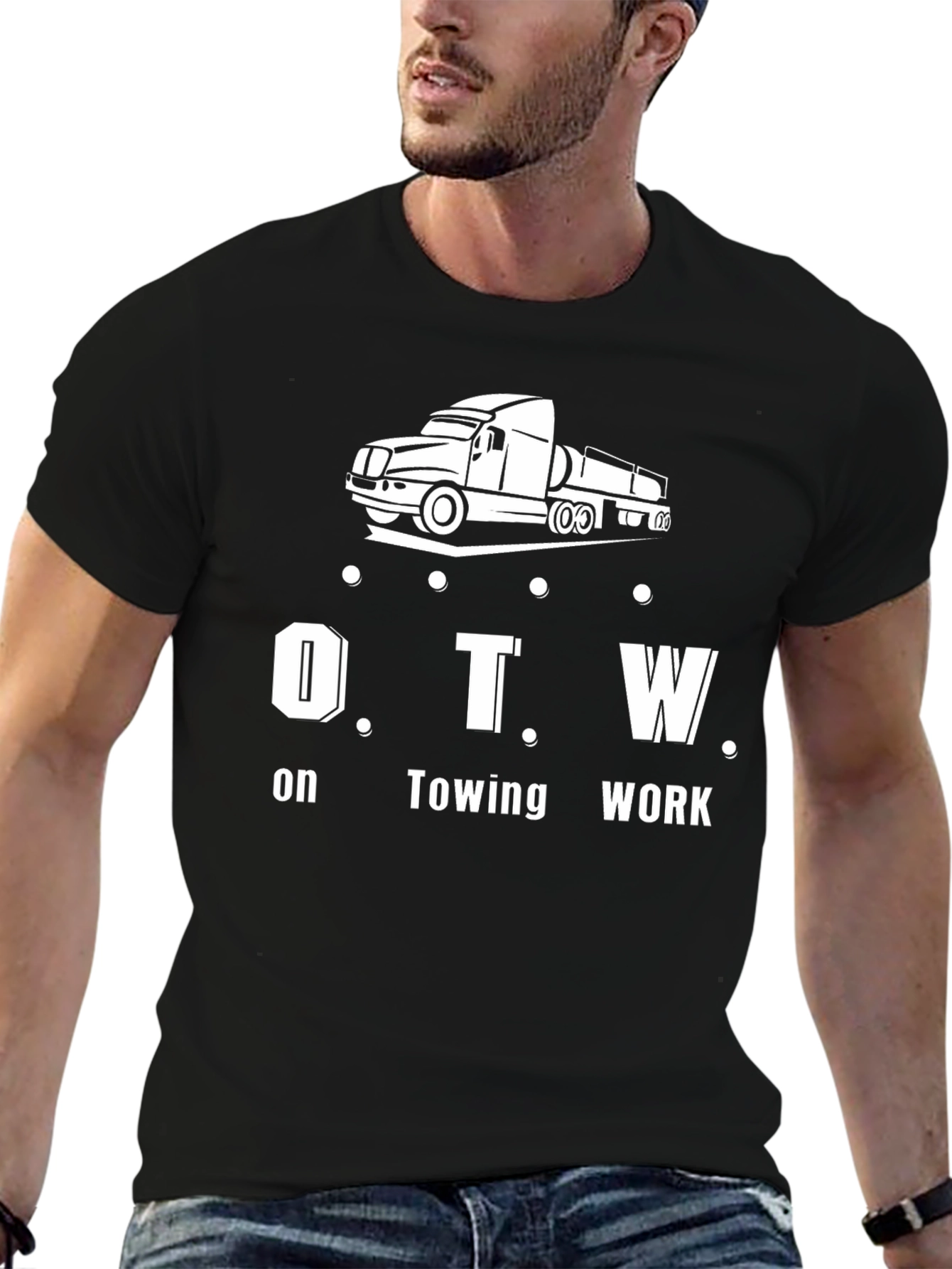 Black OTW Towing Work Graphic Tee view 6