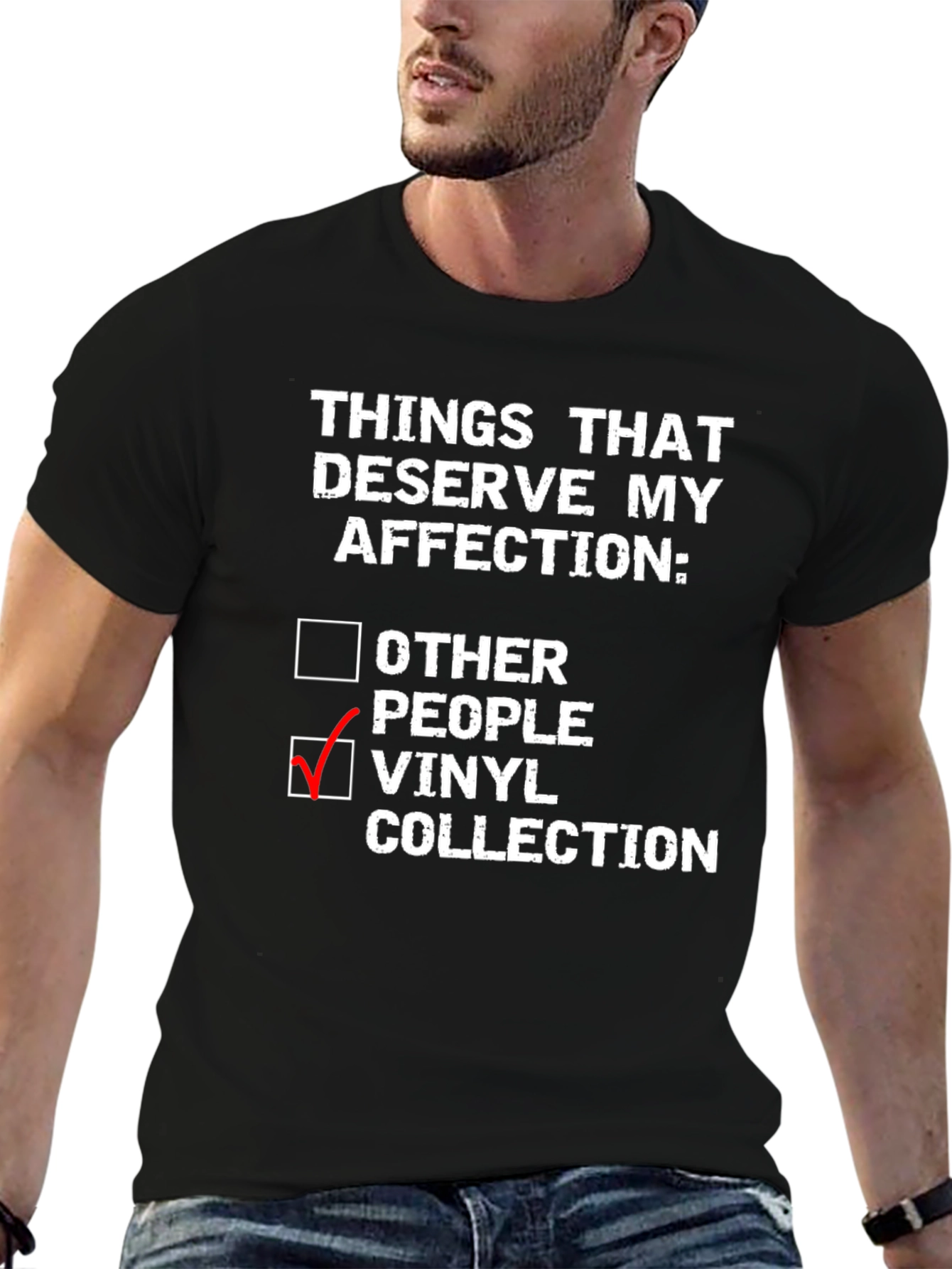 Black Vinyl Collection T-Shirt: Things That Deserve My Affection Tee view 6