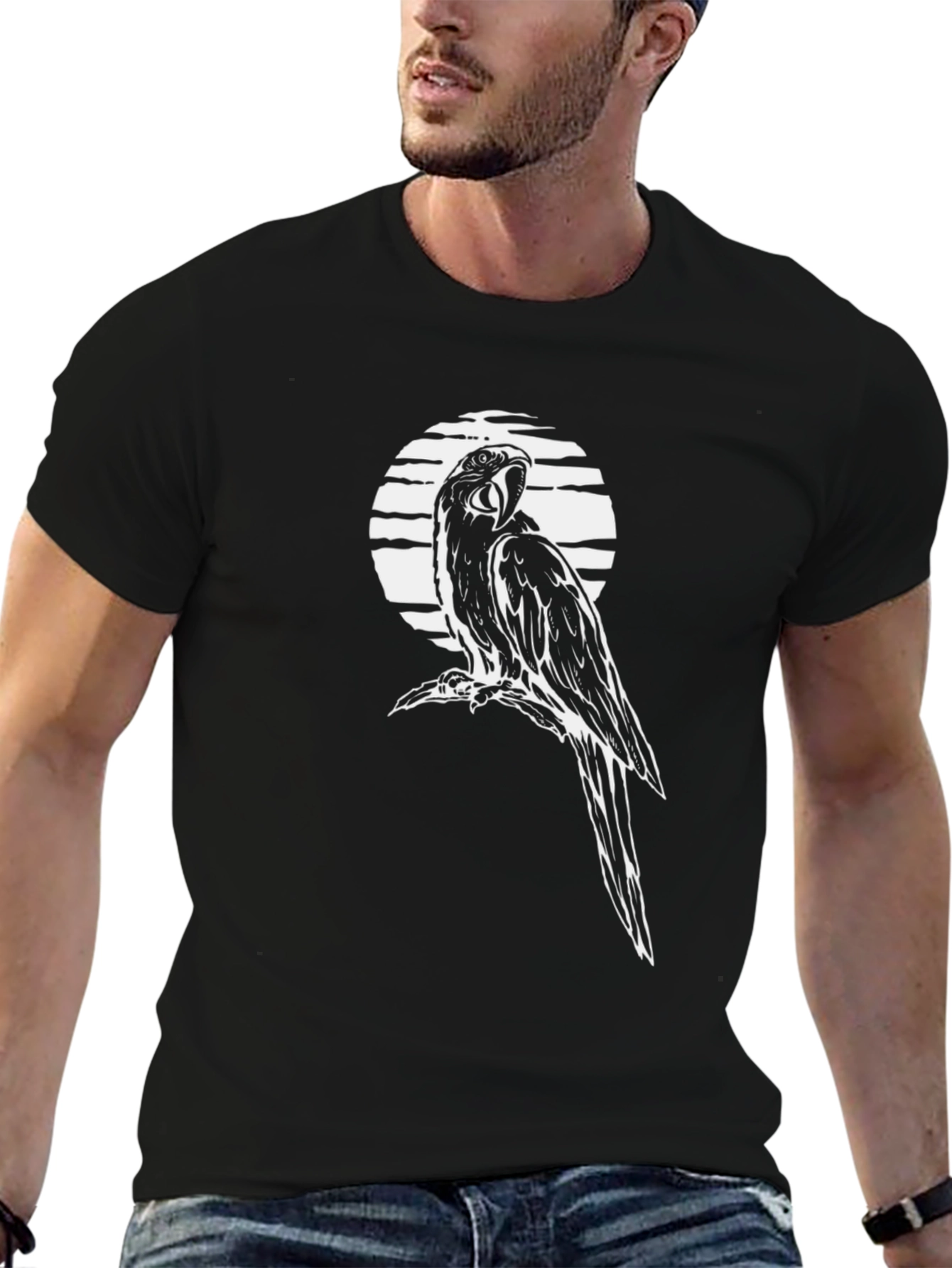 Black Parrot Graphic Tee - Men's Black T-Shirt view 6