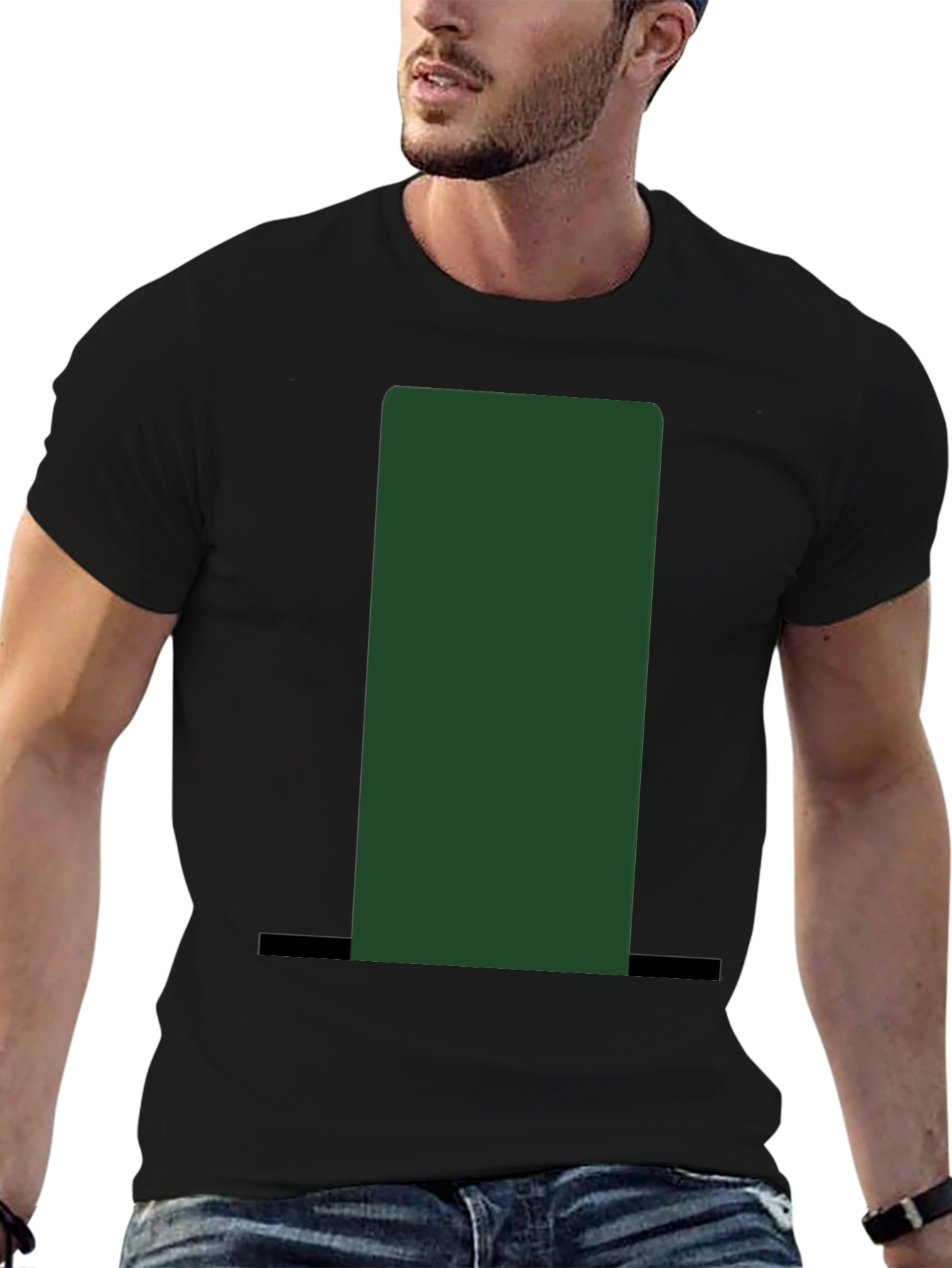 Black Green Top Hat Graphic Tee - Unisex view 6