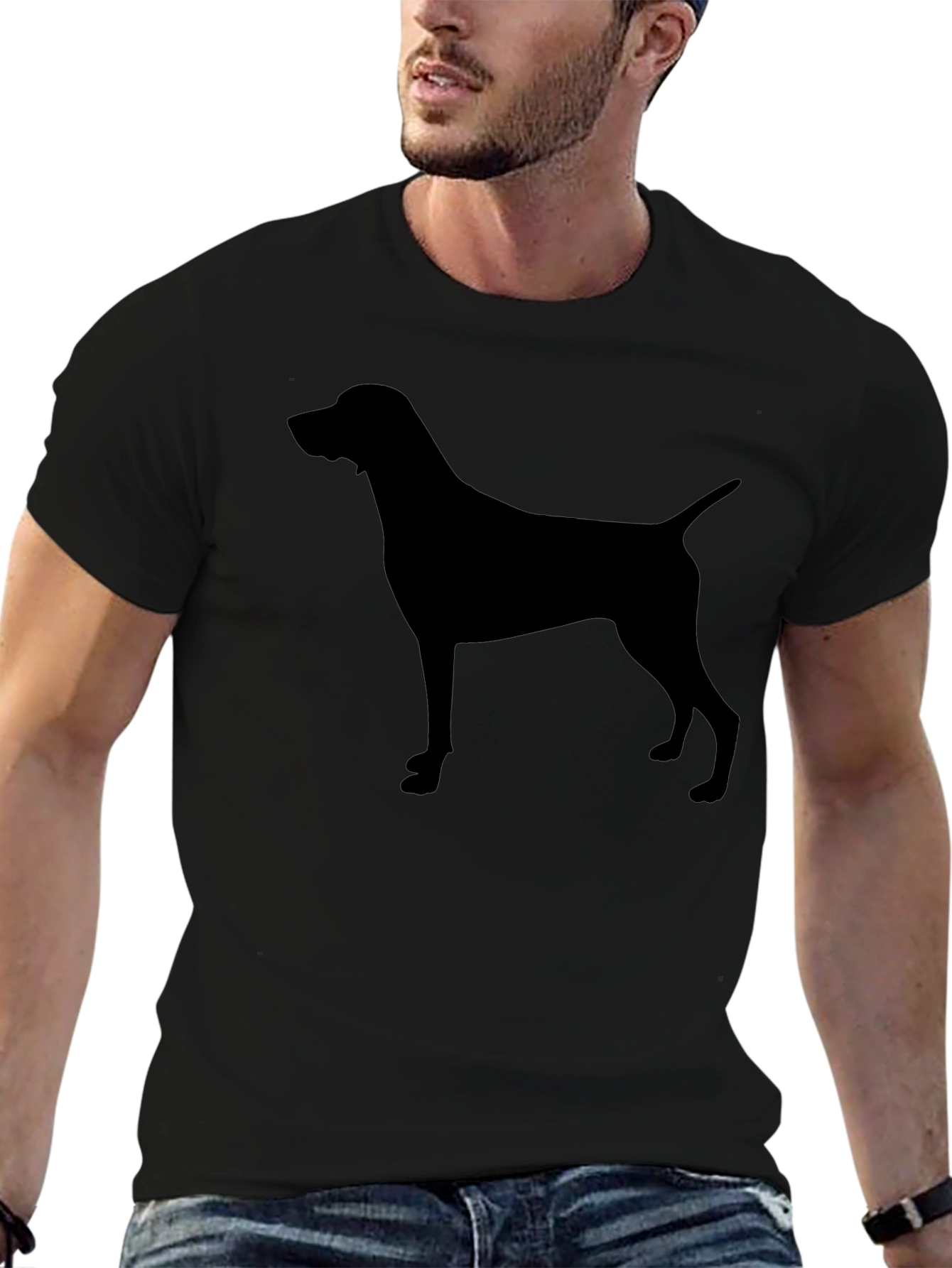 Men's Black Dog Silhouette T-Shirt - 6