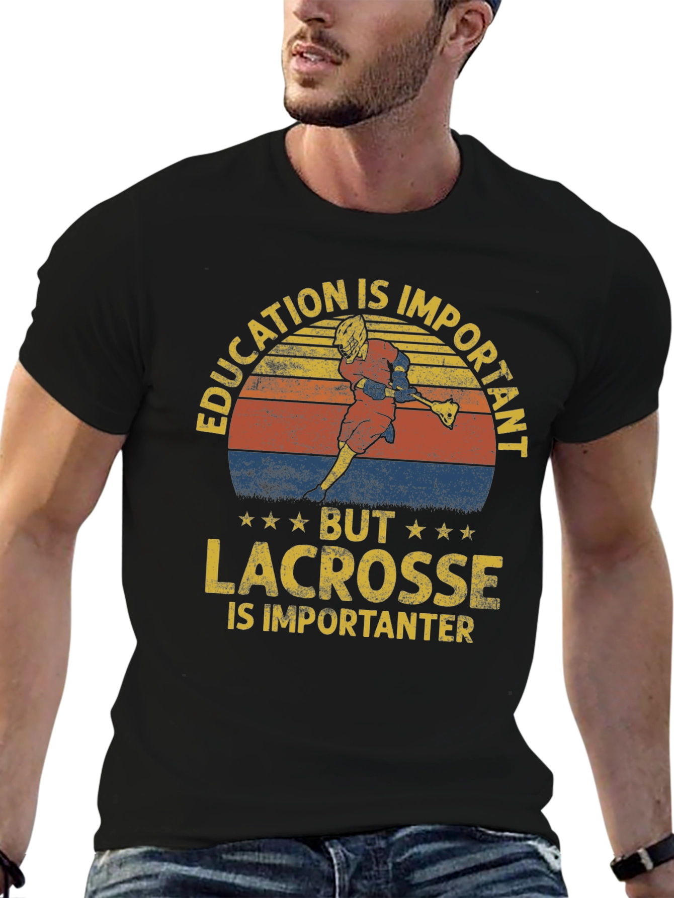 Black Education Important Lacrosse Importanter T-Shirt view 6