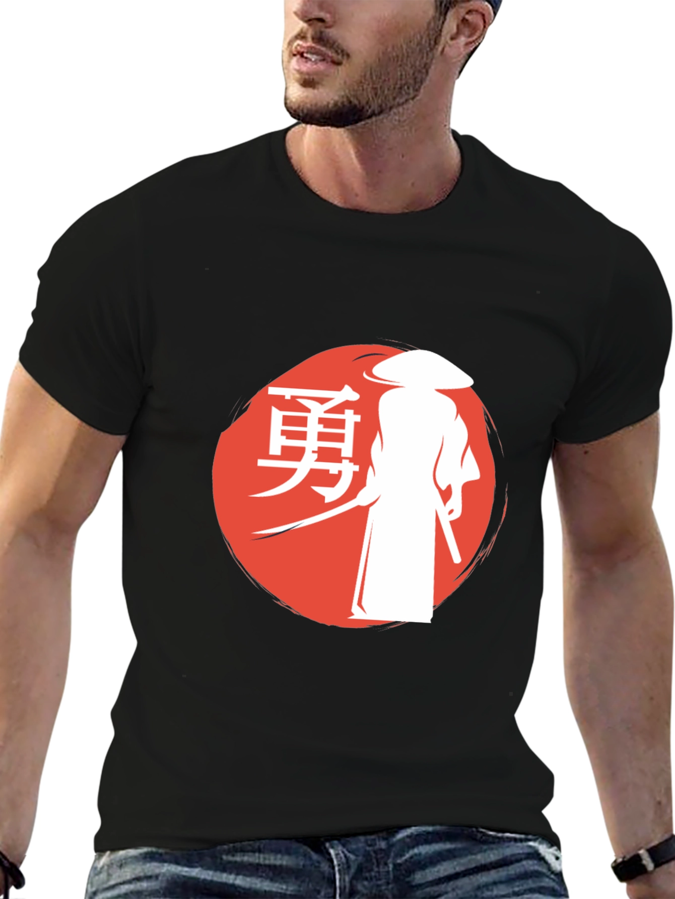 Black Samurai Graphic T-Shirt - Warrior Spirit Design view 6