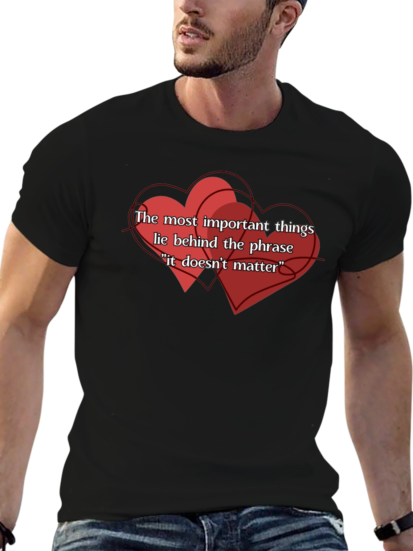 Black Important Things Tee - Heart Design view 6