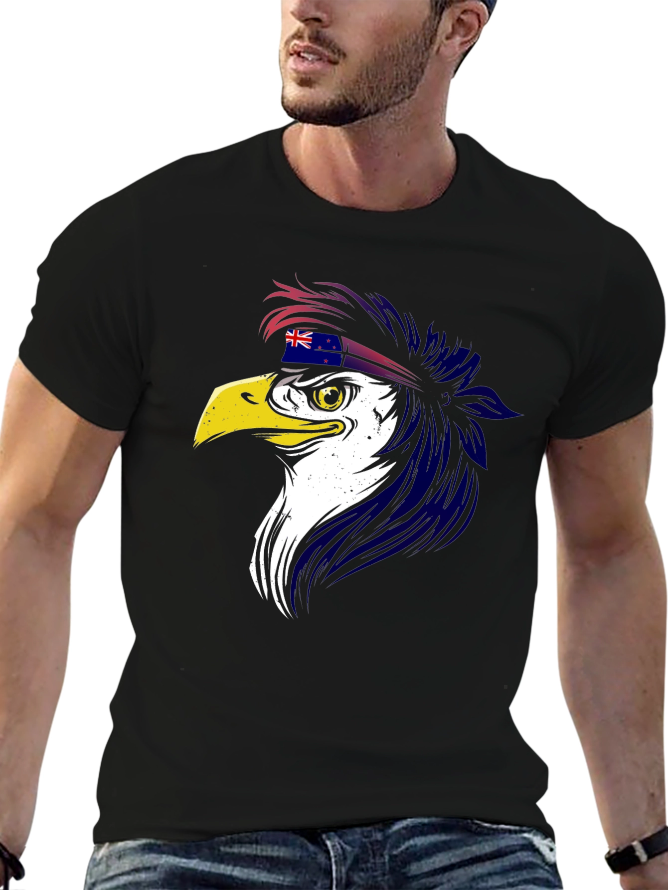 Eagle with New Zealand Flag Headband T-Shirt - 6