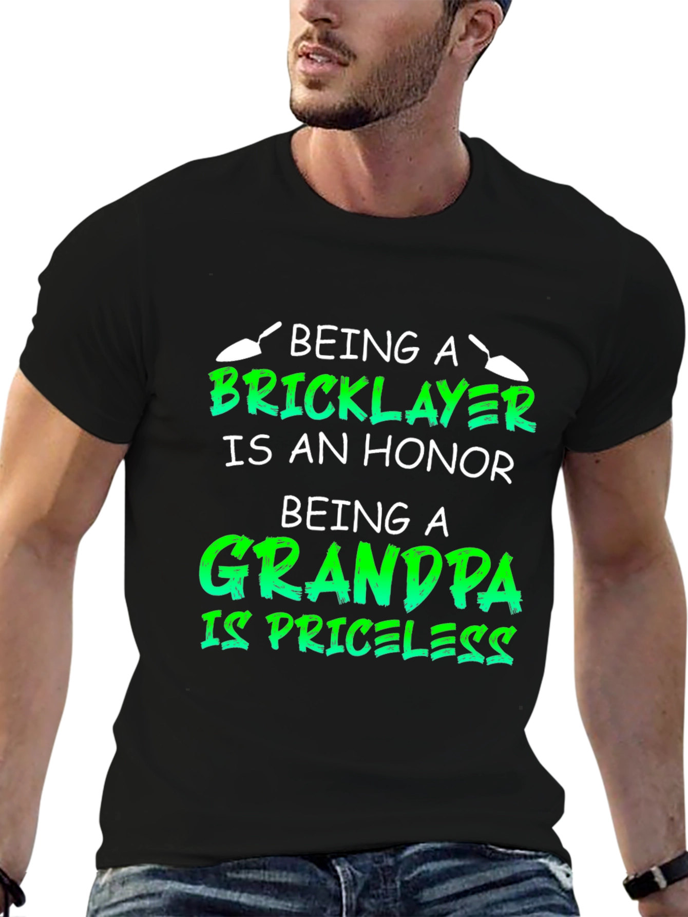 Black Bricklayer Grandpa Honor Priceless Black T-Shirt view 6