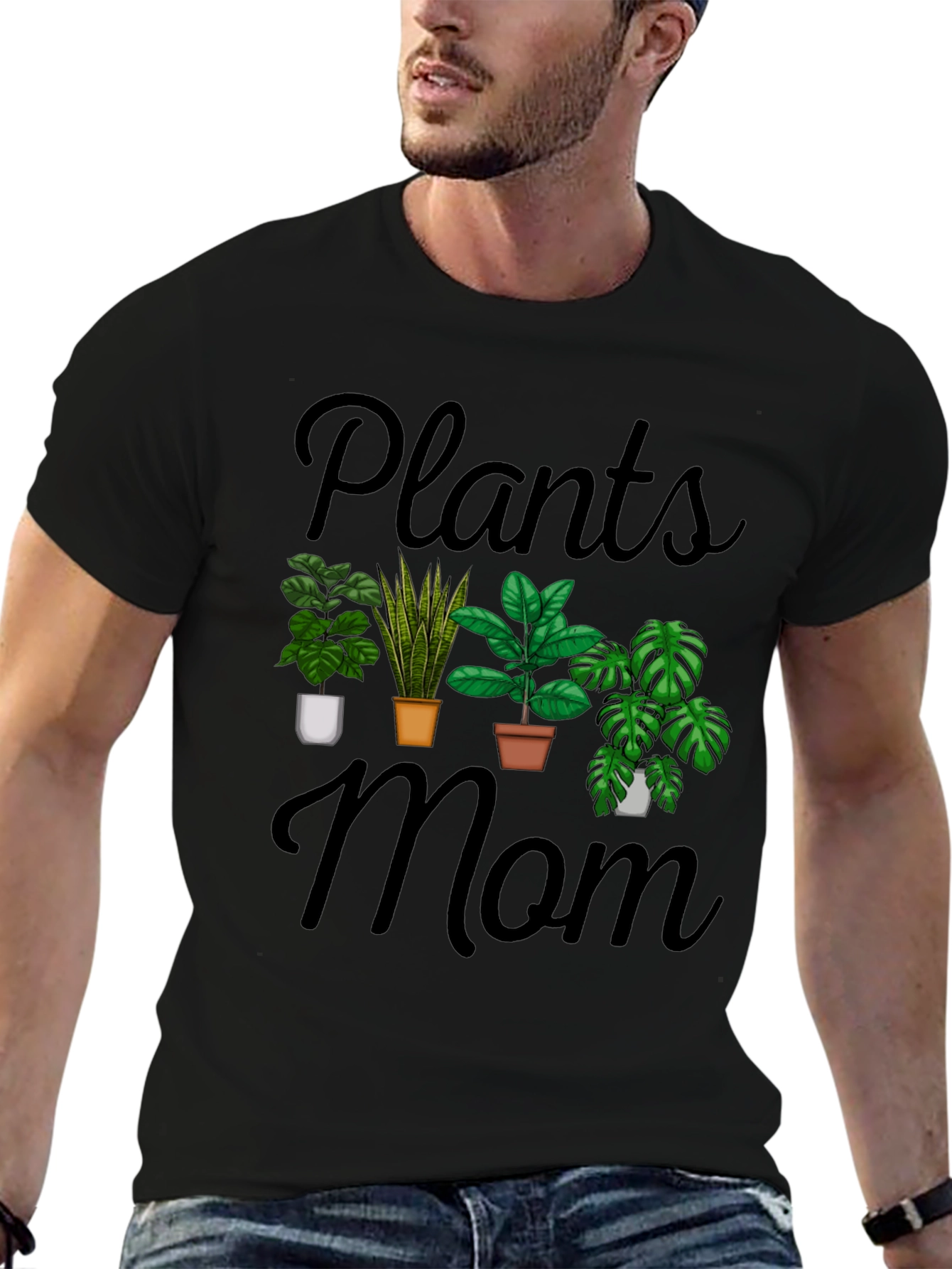 Black Plants Mom Graphic T-Shirt view 6