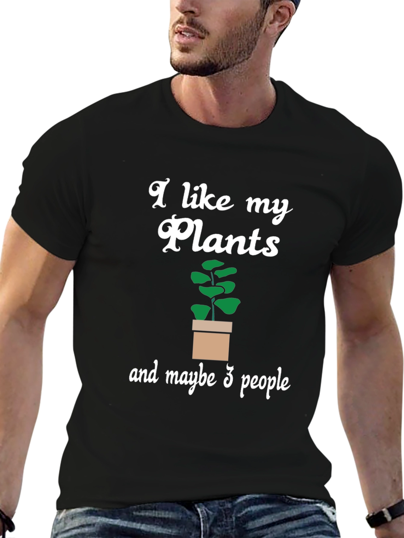 Black Plant Lover Tee: I Like My Plants & Maybe 3 People! view 6
