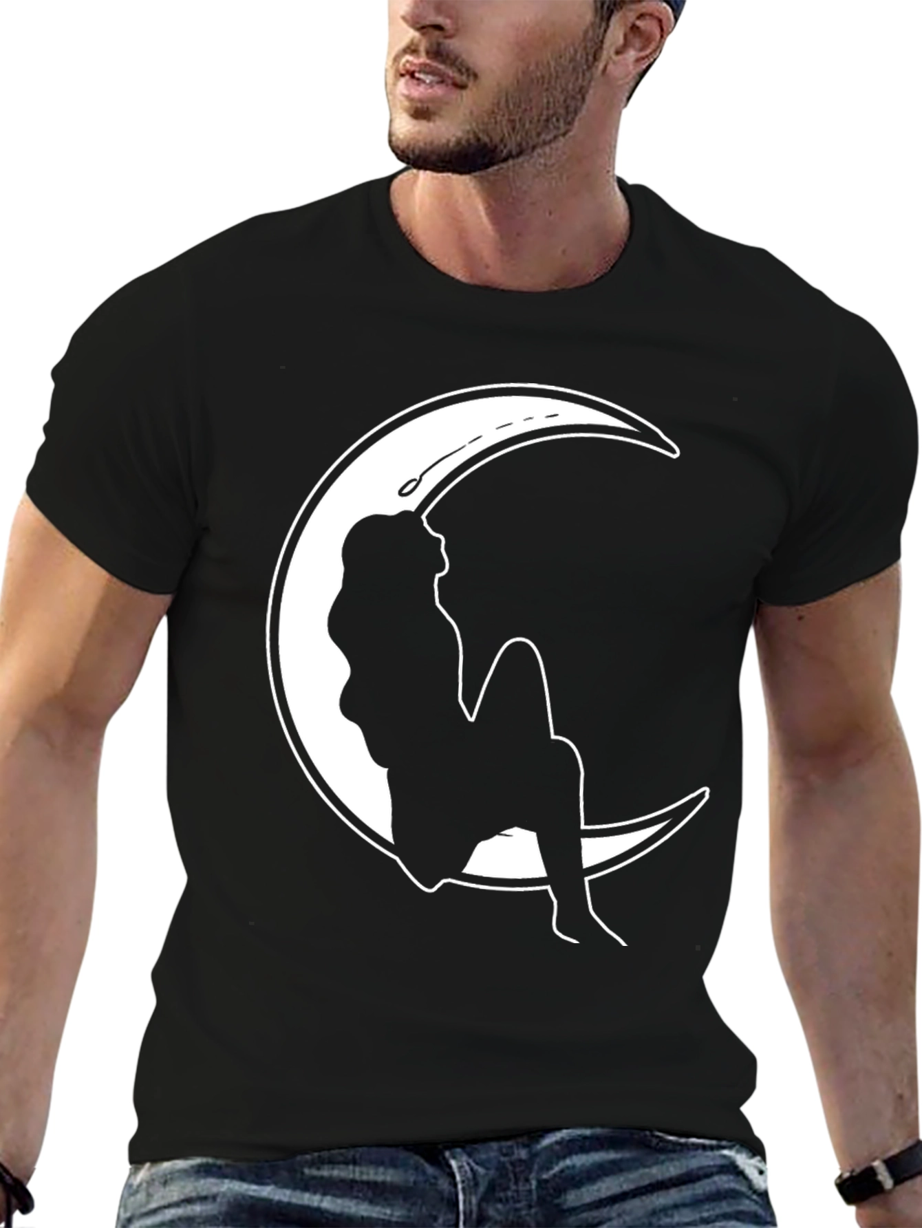 Black Moon Silhouette Graphic T-Shirt - Stylish & Unique view 6