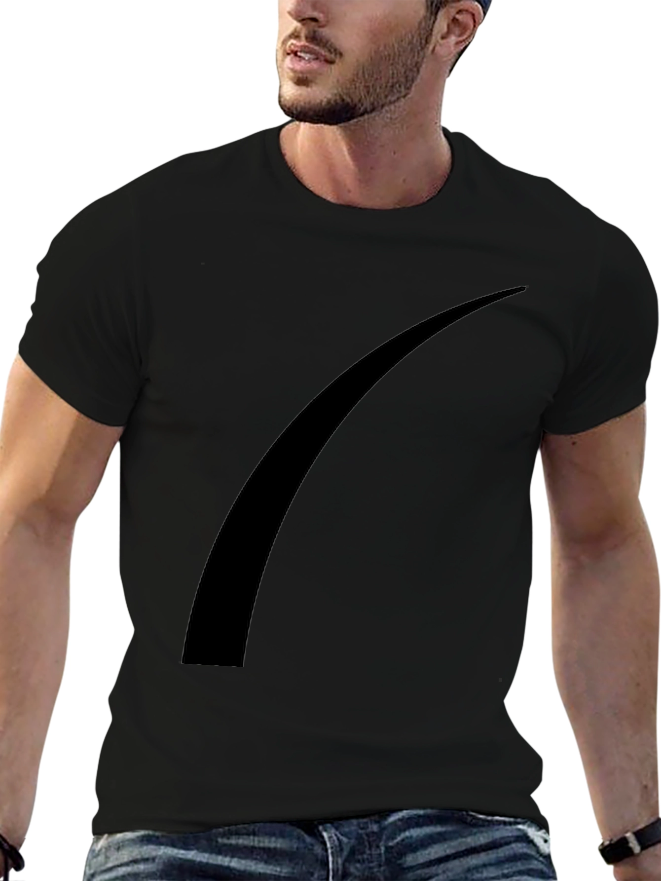 Black Modern Black Tee with Abstract Graphic view 6