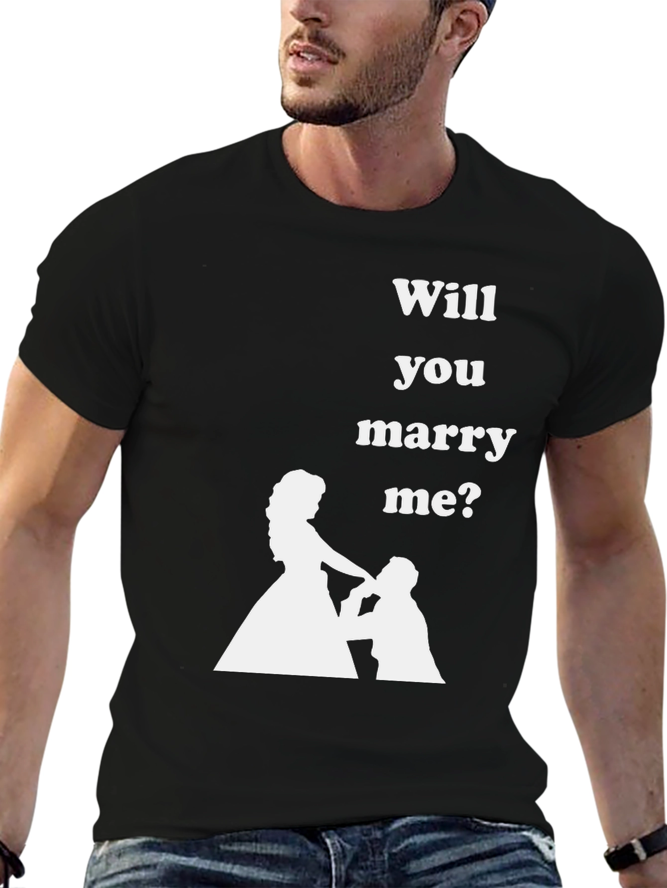 Black Marry Me Graphic Tee - Proposal T-Shirt view 6