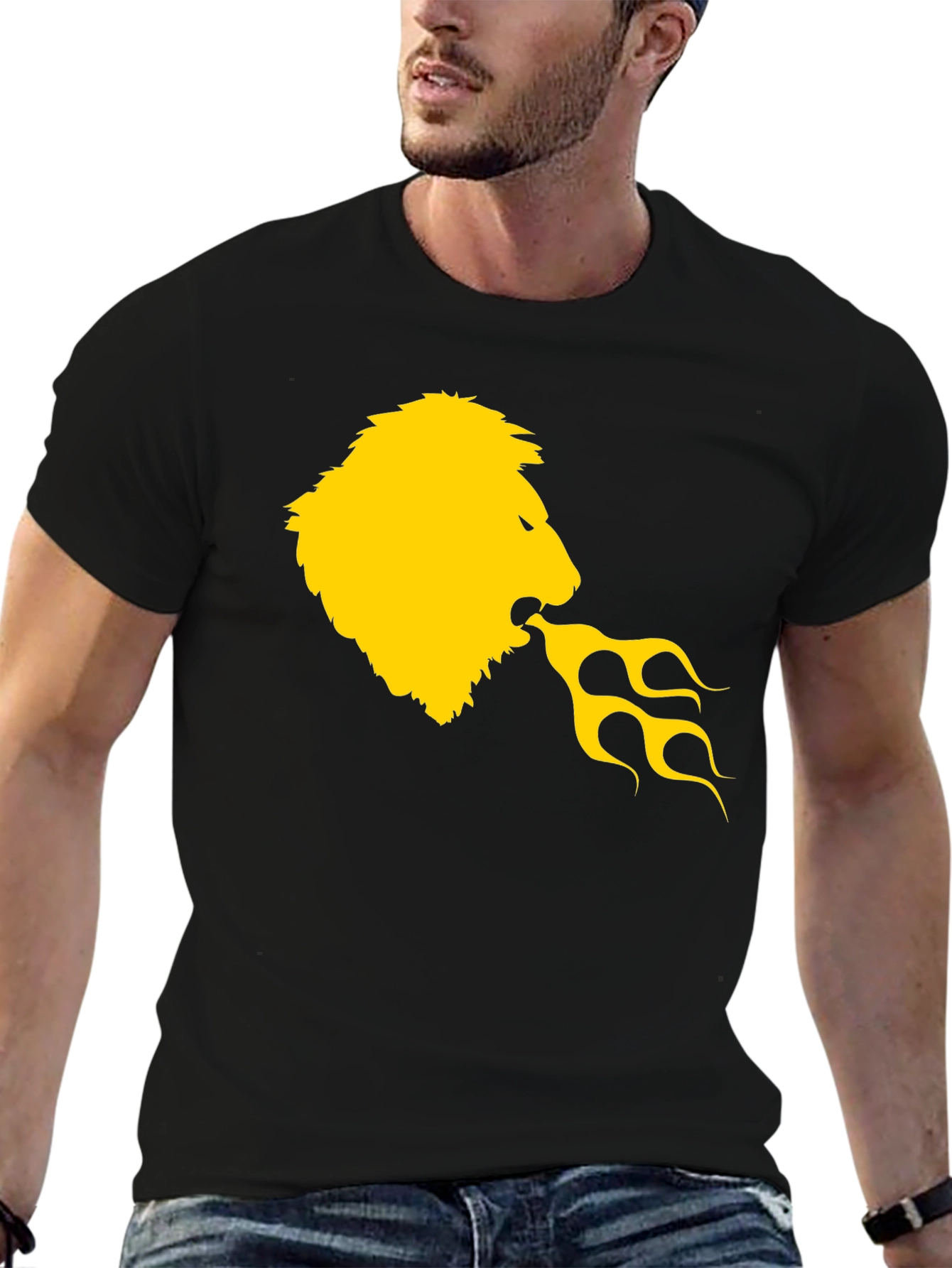 Black Lion Fire Breath Graphic Tee - Black view 6