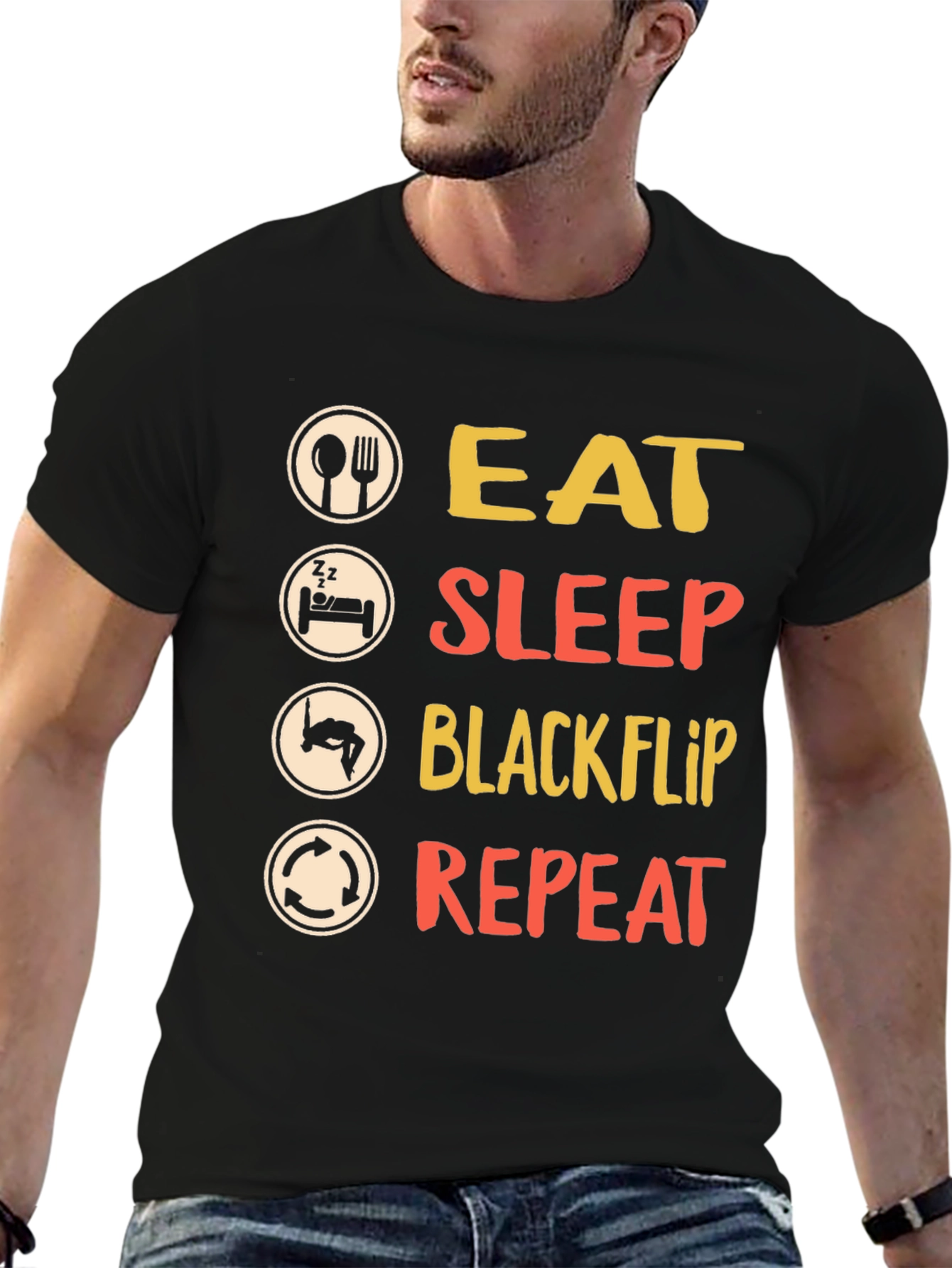 Black Eat Sleep Blackflip Repeat T-Shirt view 6