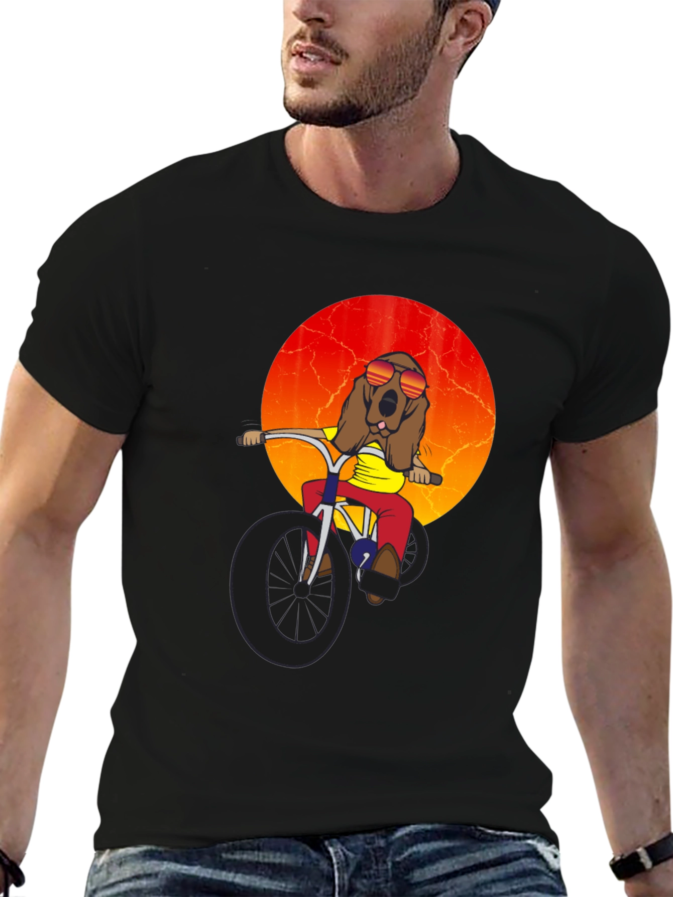 Black Dog on Bike Graphic Tee view 6