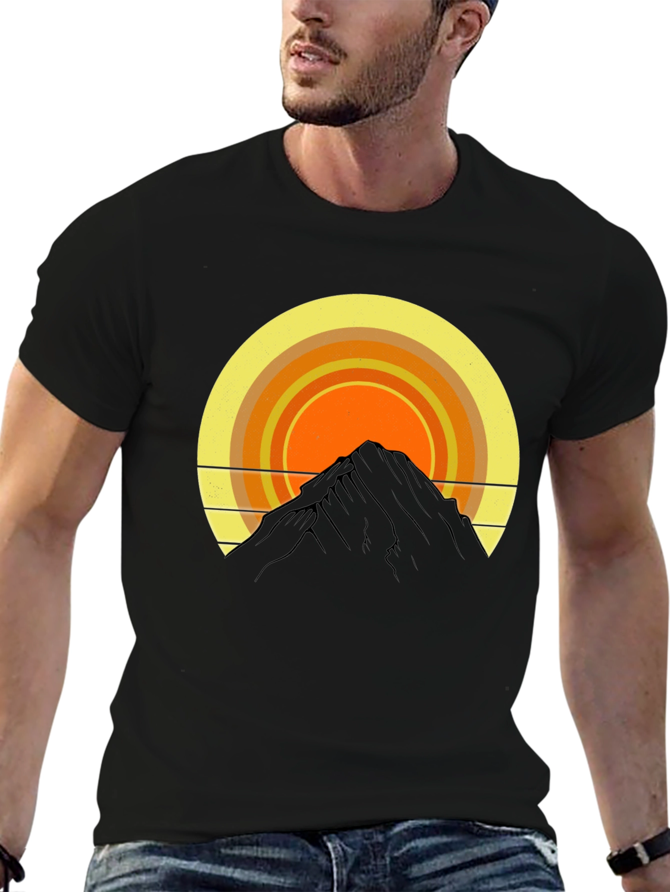 Black Mountain Sunset Graphic Tee - Retro Style view 6