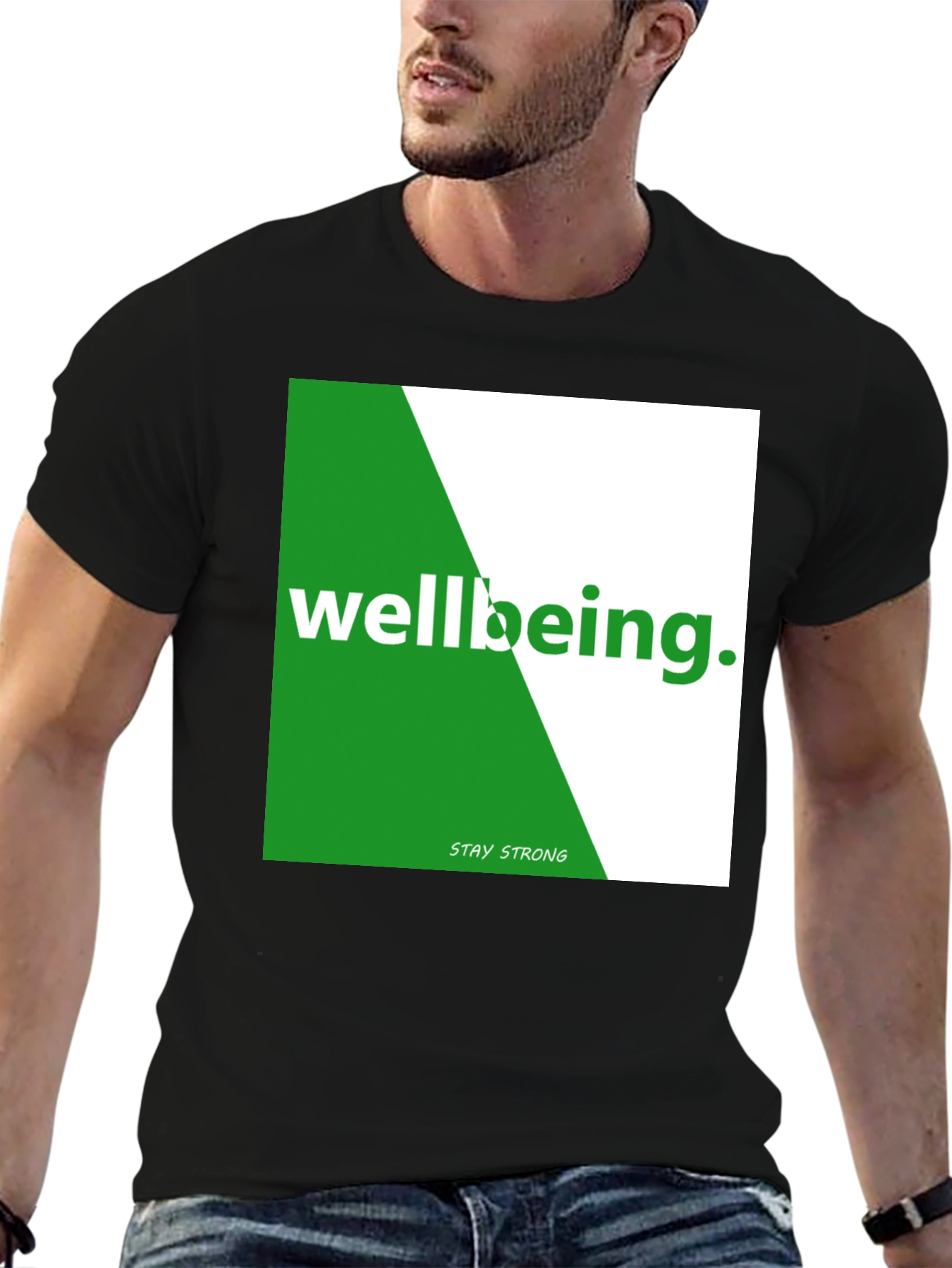 Black Wellbeing Graphic Print Crew Neck T-Shirt view 6