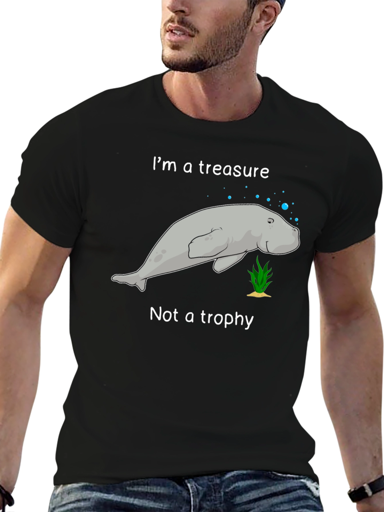 Black Manatee Treasure T-Shirt - Save the Manatees! view 6