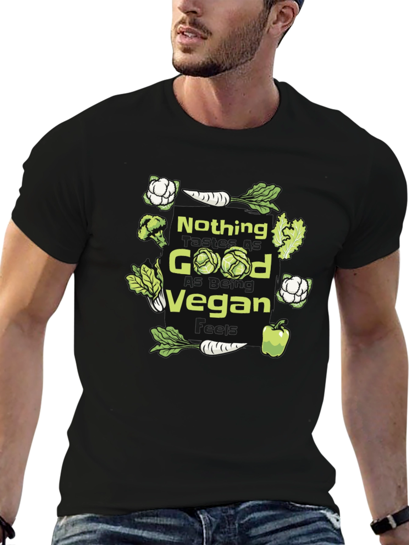 Black Nothing Good Vegan T-Shirt - Funny Vegetarian Tee view 6