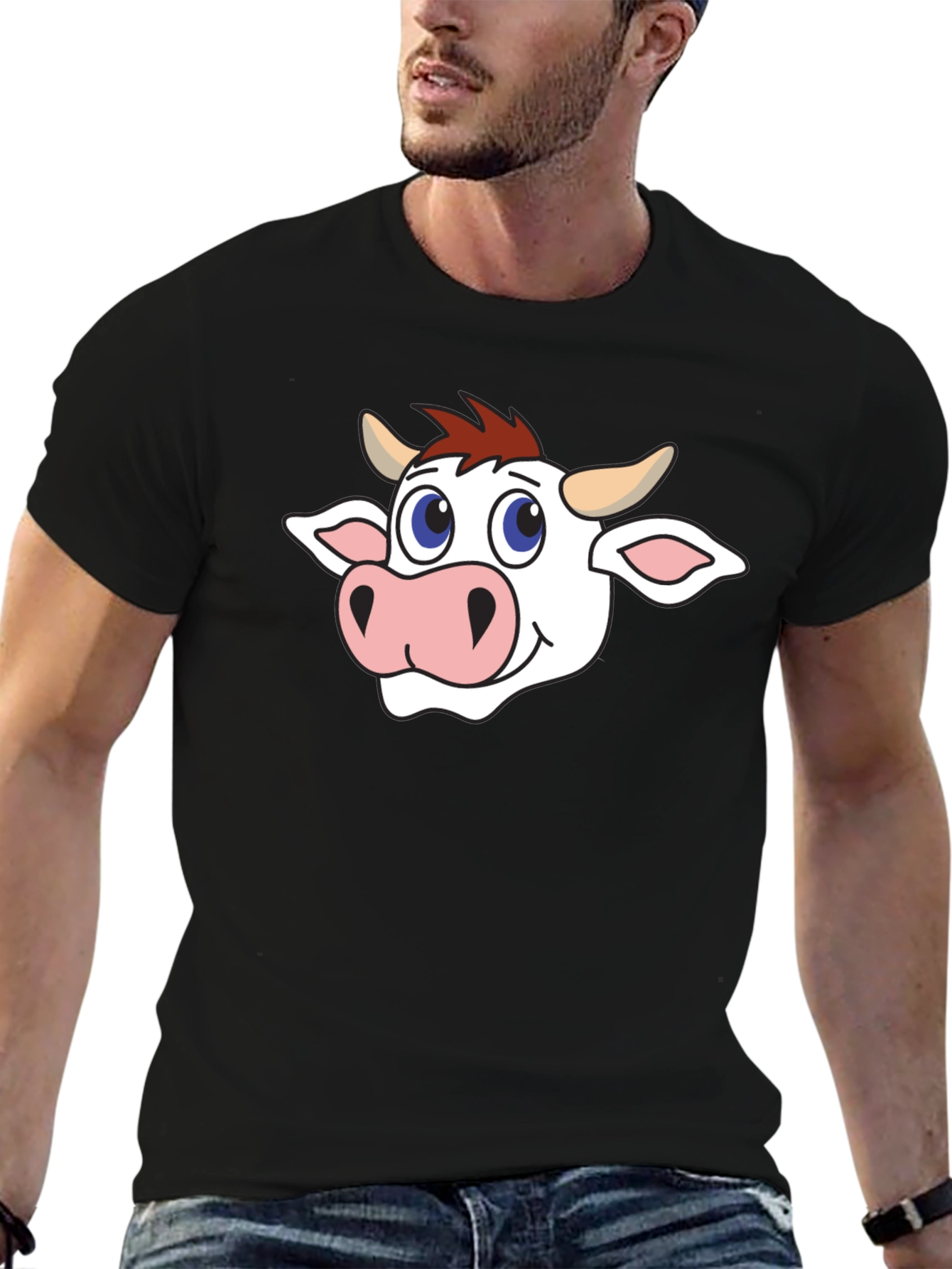 Black Cow Graphic Black T-Shirt view 6