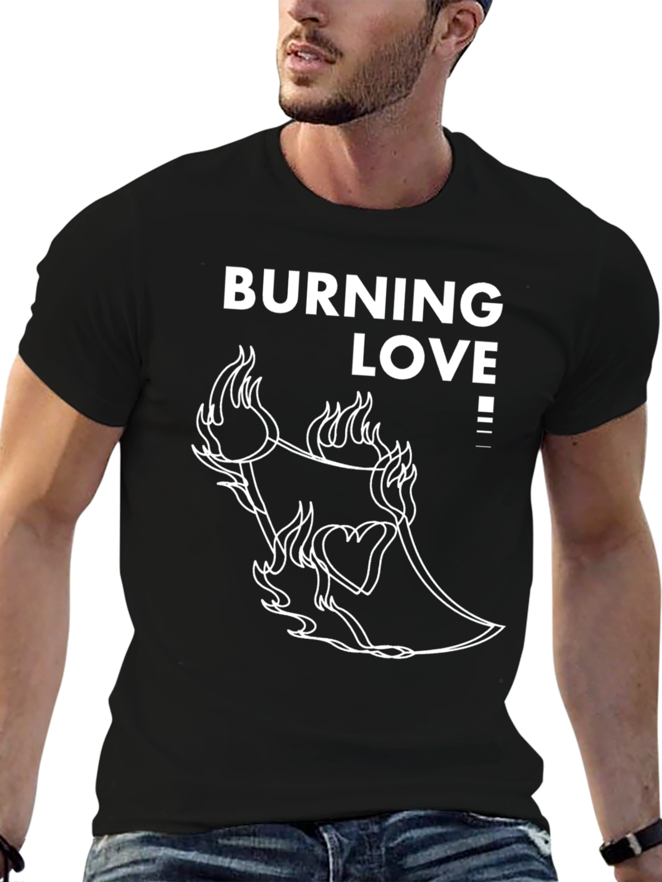 Black Burning Love Graphic Tee - Black T-Shirt view 6