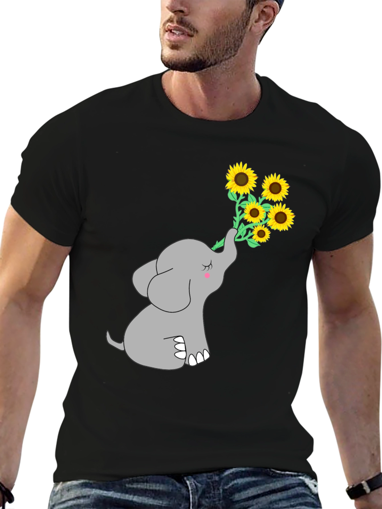 Black Elephant Sunflower Graphic Tee view 6