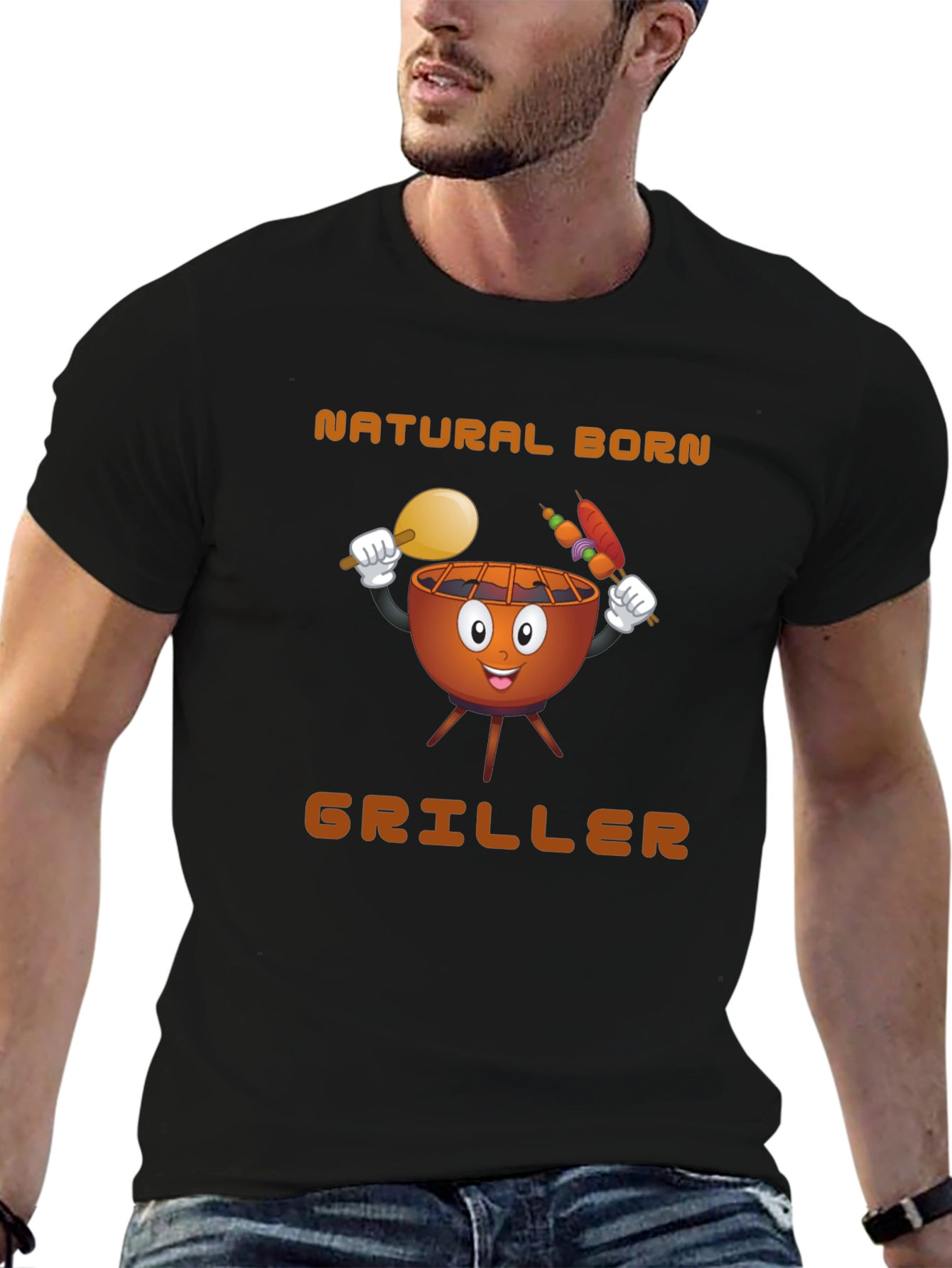 Black Natural Born Griller T-Shirt view 6