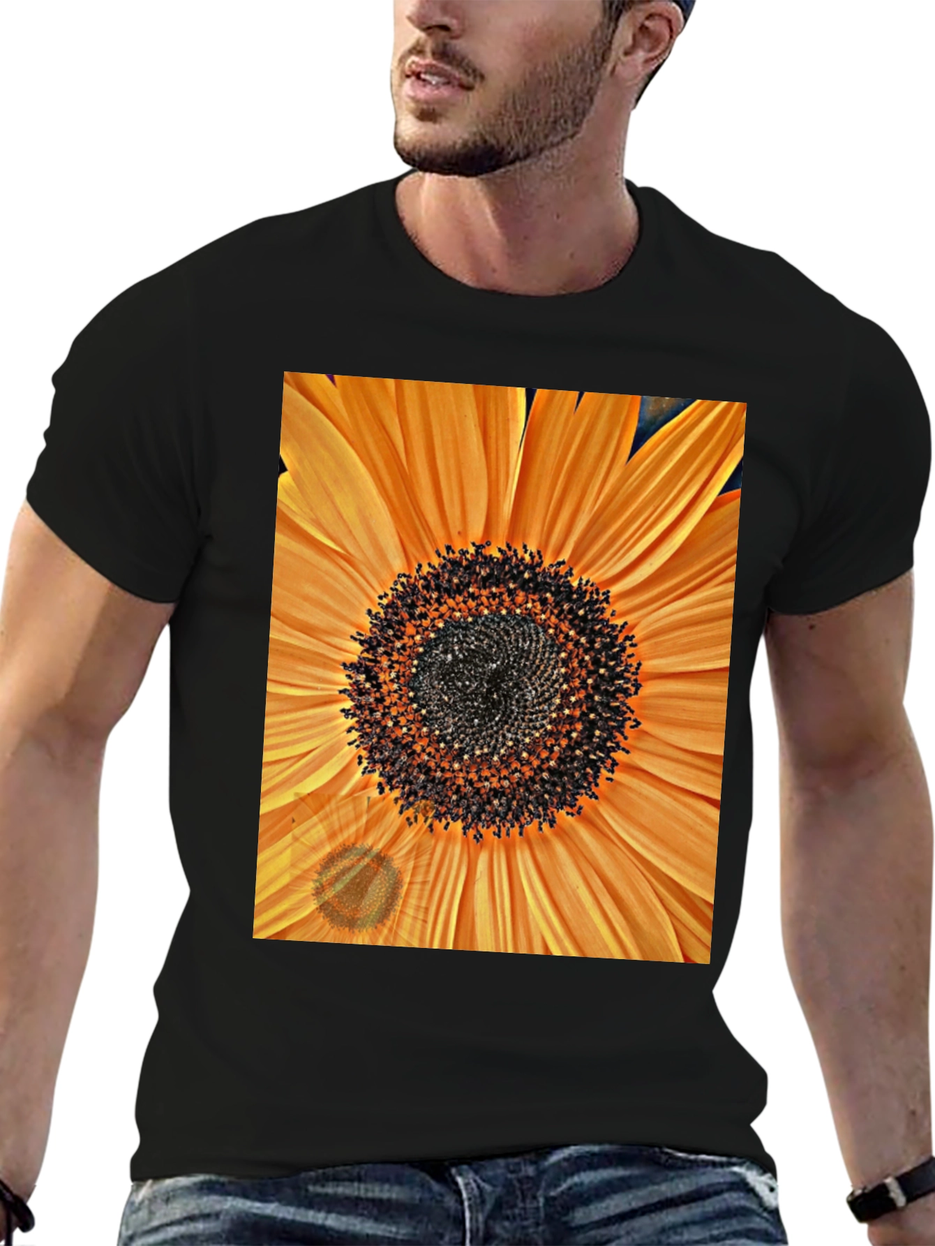 Black Sunflower Graphic Tee - Bold Floral Design view 6