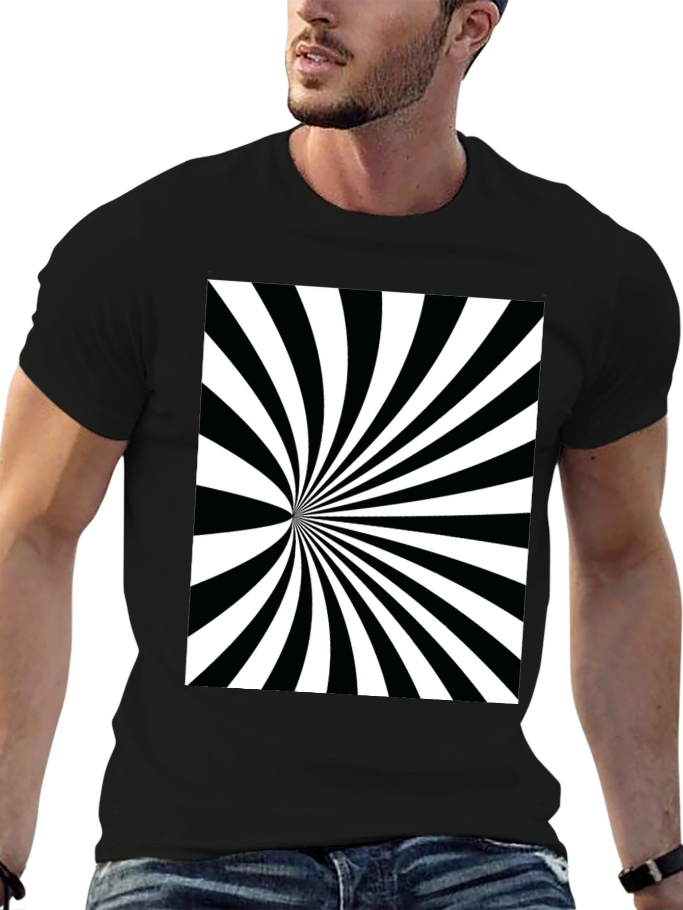 Black Hypnotic Black & White Swirl Tee view 6