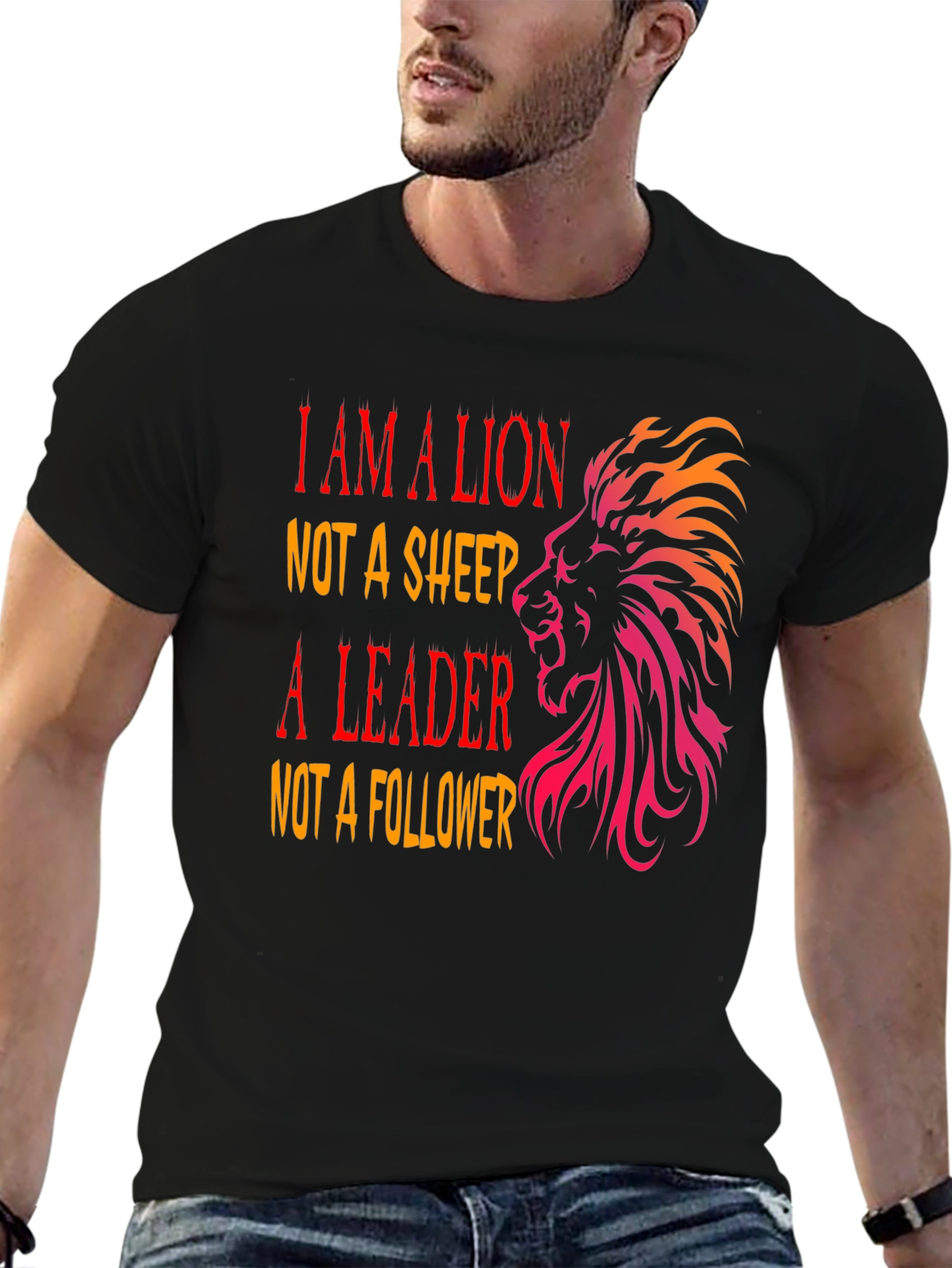 Black Lion Leader Graphic Tee - I AM A LION Black T-Shirt view 6