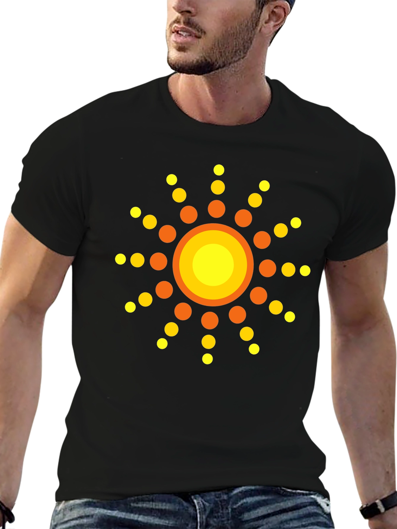 Black Retro Sunburst Graphic T-Shirt - Stylish Black Tee view 6